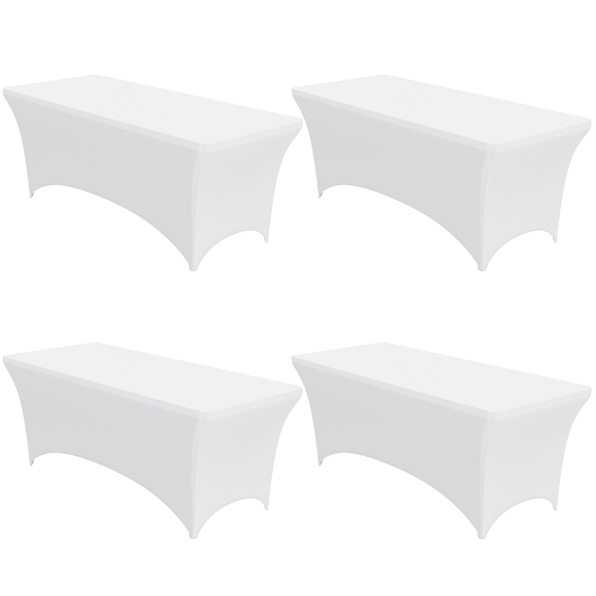 4-Pack Black Spandex Tablecloths – 72"x30"x30" Stretch Fitted Table Covers for 6ft Rectangle Folding Tables, Wrinkle-Resistant Tablecloth for Wedding, Banquet & Outdoor Events | Fitted Rectangle, 6 ft Tables, Stretch Fit, Wrinkle Resistant, Wedding Banque