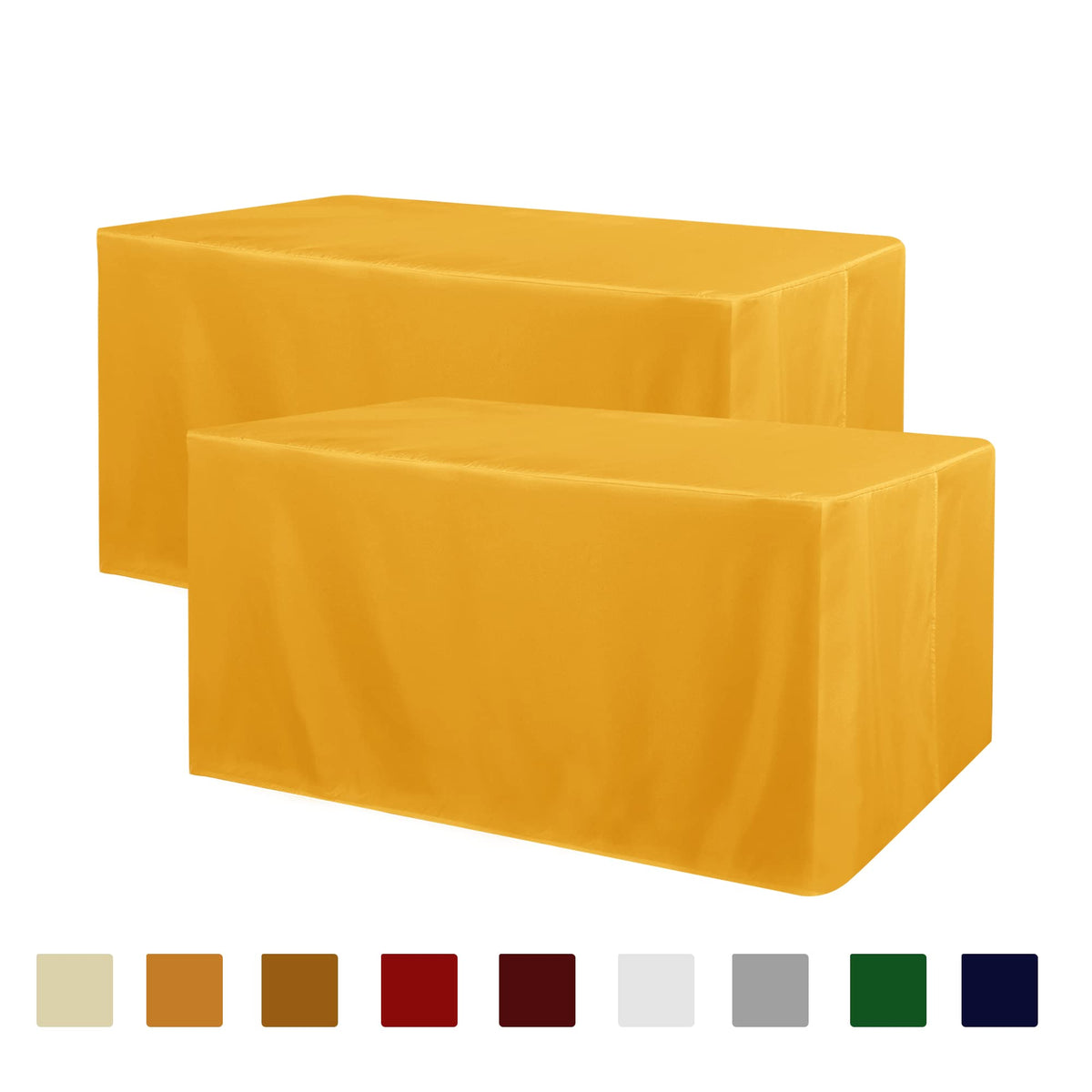 Obstal 2 Pack Table Clothes for 6 Foot Rectangle Tables - Water Resistant Washable Fabric Polyester Rectangle Table Cover Protector for Wedding, Banquet and Trade Shows, 72L x 30W x 30H Inches, White | Water Resistant Washable Fabric Polyester Rectangle T