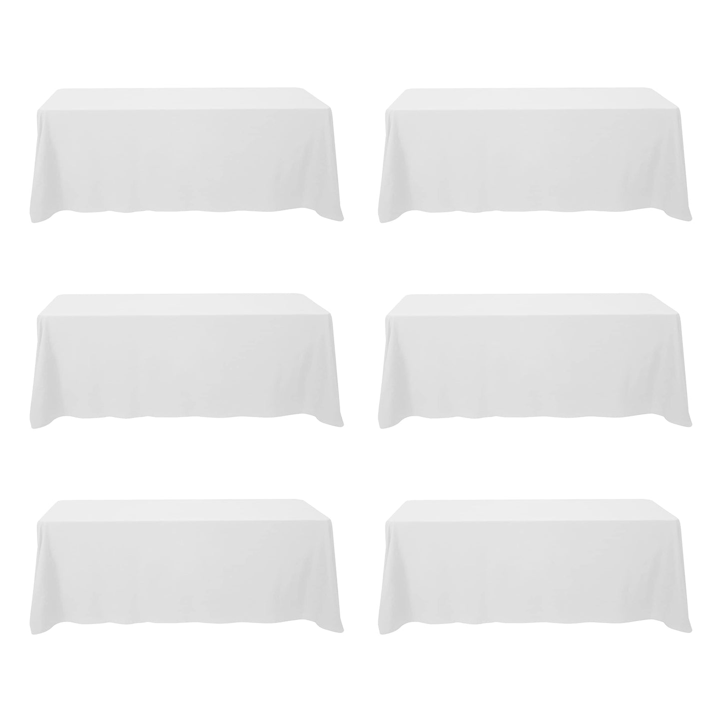 BRILLMAX 6 Pack Ivory Tablecloths 90x132 Inch for 6ft Rectangle Tables | 150 GSM Polyester Fabric, Floor Length Drop, Water, Stain & Wrinkle Resistant Cloth Cover for Wedding Reception Banquet Party