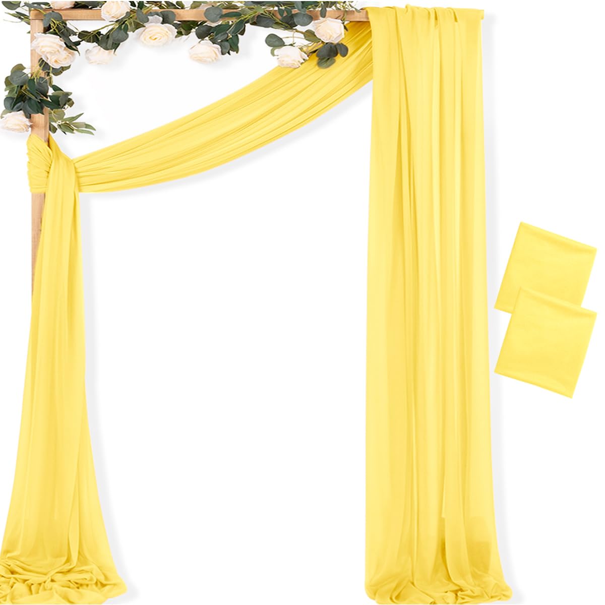 Sheer Gauze Wedding Arch Draping Fabric 29" x 20 FT 4 Panel Sage Green | Shimmery Gauze Drapes, Airy Backdrop Curtains, 6.6 Yard Outdoor Drapery Panels, Photo Background, Wedding Church Events Decor