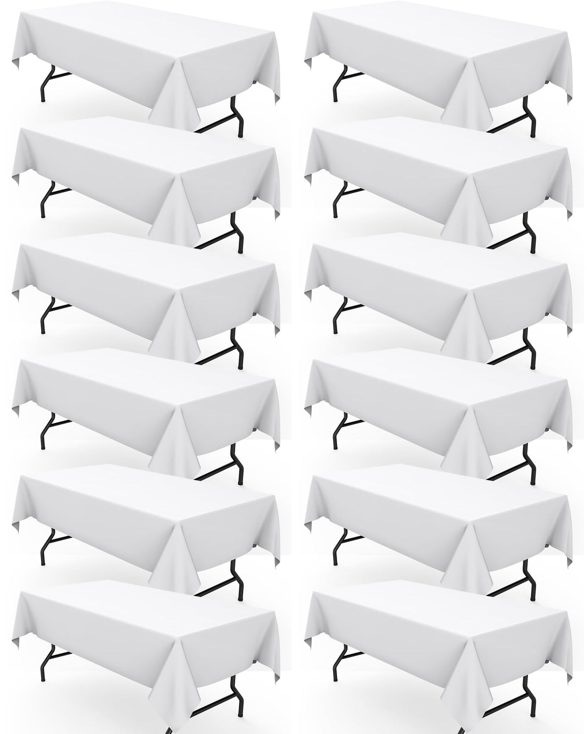 Pureegg Polyester Tablecloth 60" x 102" Reusable Washable 2 Pack White | Durable, Rectangle, for Outdoor Party, Picnic, Wedding, Banquet, Birthday
