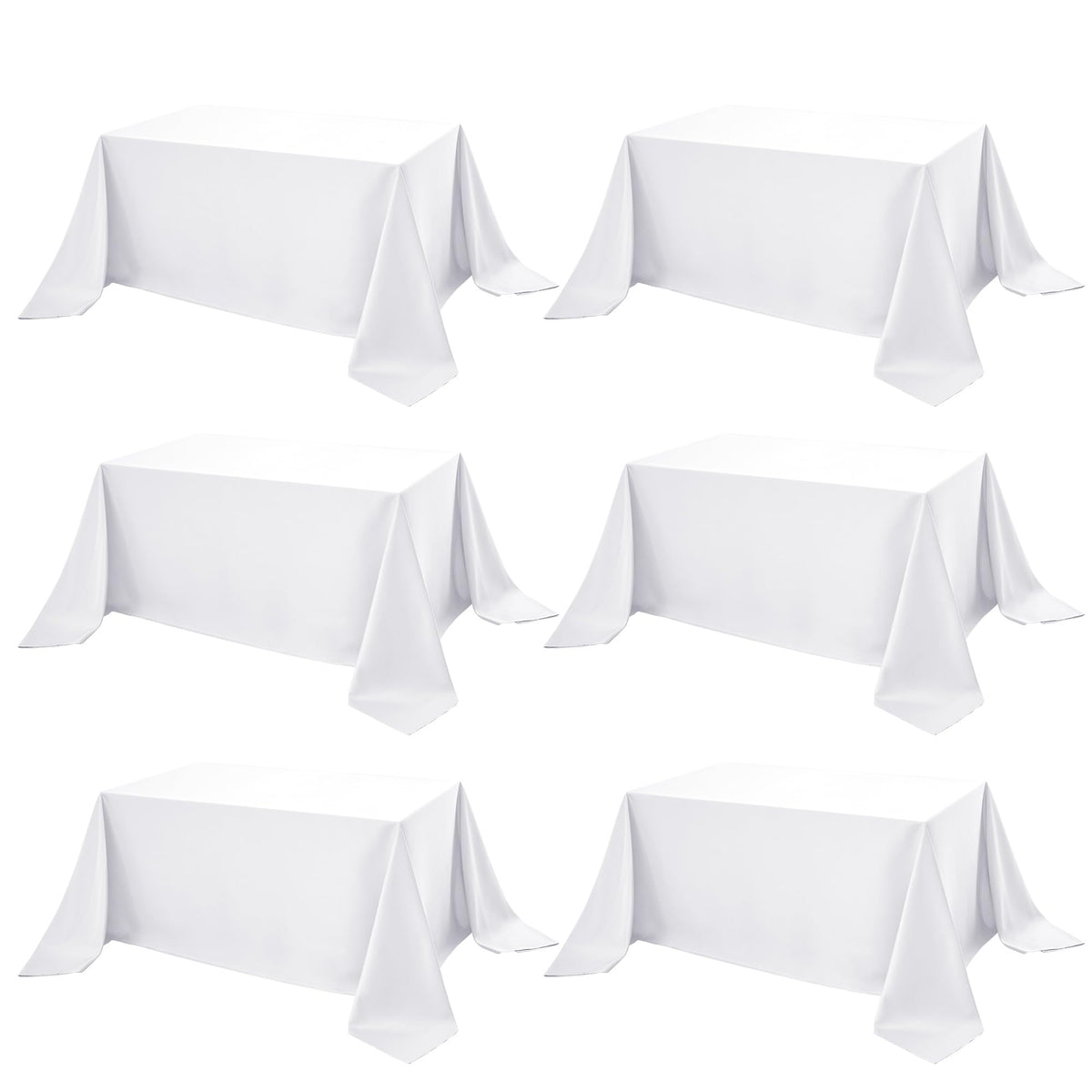 10-Pack White Tablecloths for Rectangle Tables, 60 x 102 Inches | Stain-Resistant Polyester Fabric for 6 Foot Tables - Washable Table Covers for Weddings, Banquets, Birthday, Parties, Events