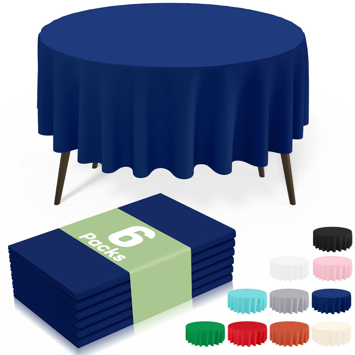 6 Packs Disposable Plastic Table Cloth, 54 x 108 Inch Waterproof Rectangle Tablecloth, Leakproof & Sturdy Decorative Table Covers for Party, Outdoor and Back to School, Black