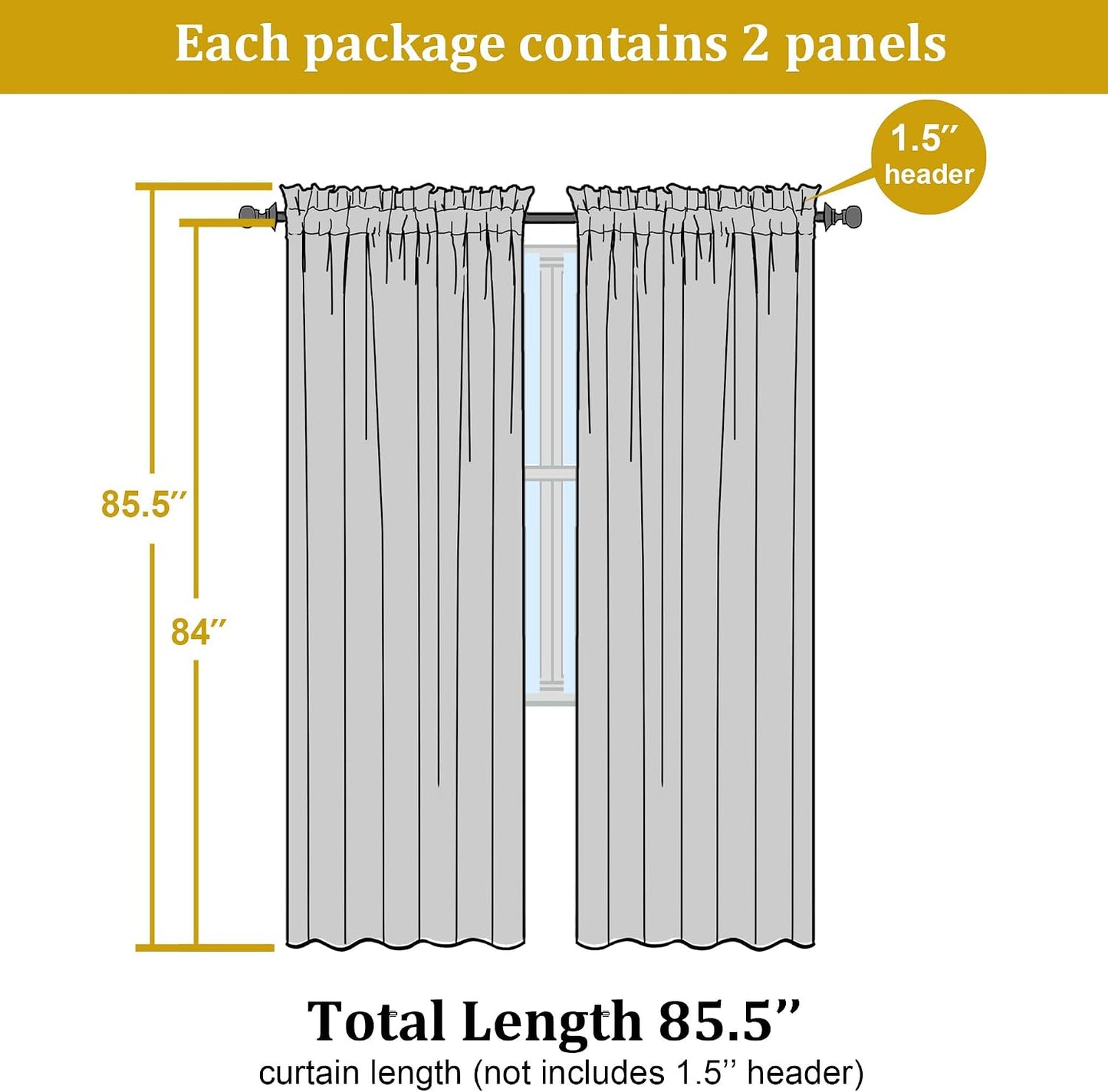 Linen Blend Sheer Curtains 84 inches Long 2 Panels Set for Bedroom, Natural Linen Light Filtering Semi Sheer Cutain for Living Room Rod Pocket Drapes, 2pcs, Each 40 W x 84 L