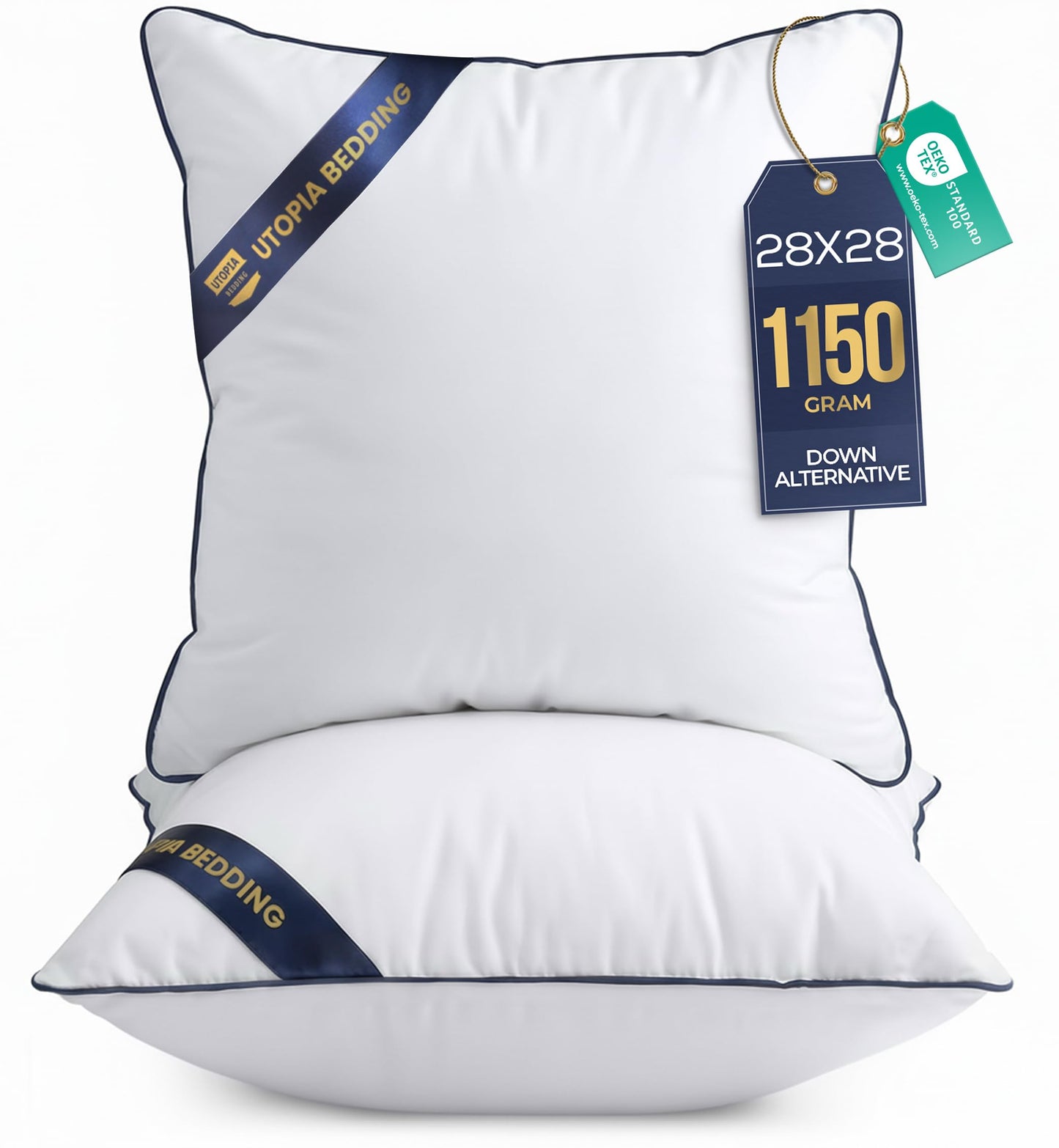 Utopia Bedding 18x18 Throw Pillow Inserts, Decorative Pillows, Pack of 4 | Piping Throw Pillows, Plush & Supportive, Aesthetic Cushion Sham Stuffer for Sofa, Office, Couch & Bed, Set of 4, White