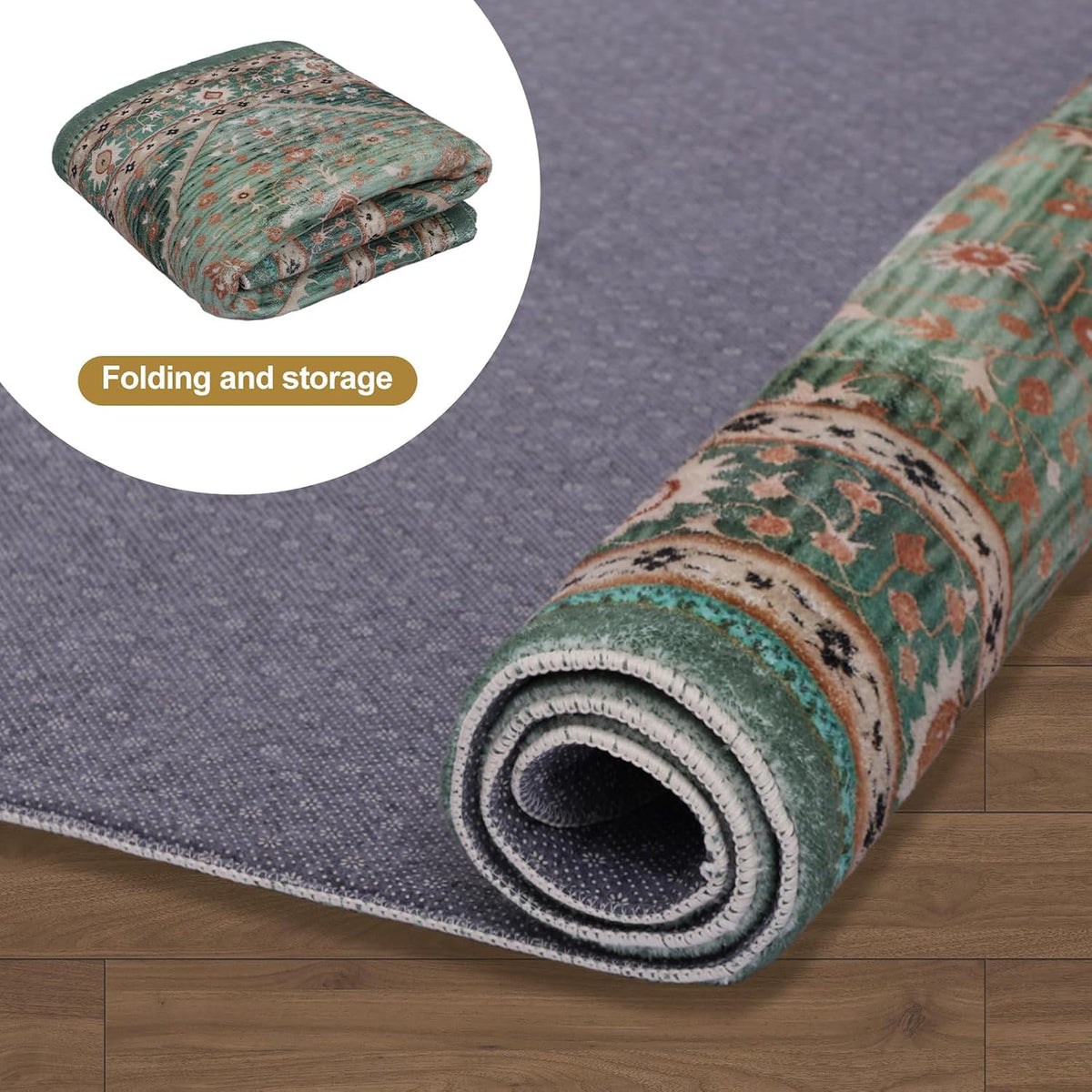 Vintage Texture Area Rug, Machine Washable, Anti-Slip, Stain Resistant, Soft Plush Floor Carpet for Living Room, Bedroom, Office(Green, 200 * 250CM)