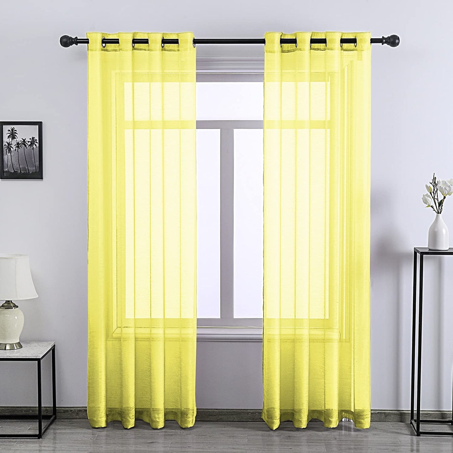 108 Inch Extra Length Sheer Curtains for Bedroom - Grommet Top Solid Luxury Soft Gauze Voile Window Panels for Patio(52 W x 108 L,Taupe,2 Pieces)
