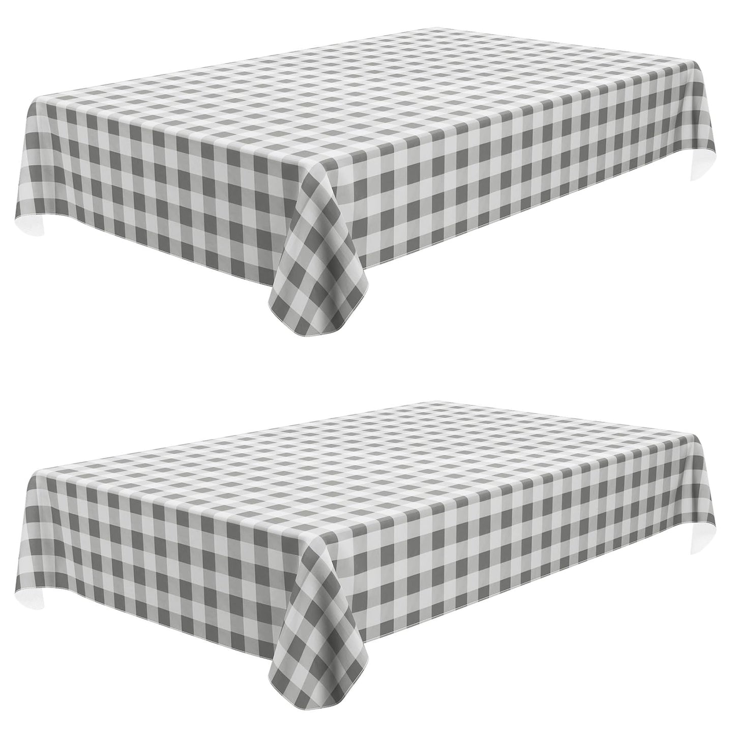 Rectangle Waterproof Vinyl Table Cloth, Buffalo Flannel Backed Tablecloth, Wipeable Plastic Table Cover for Dinner, Kitchen, Outdoor (60" x 84", Black and White)