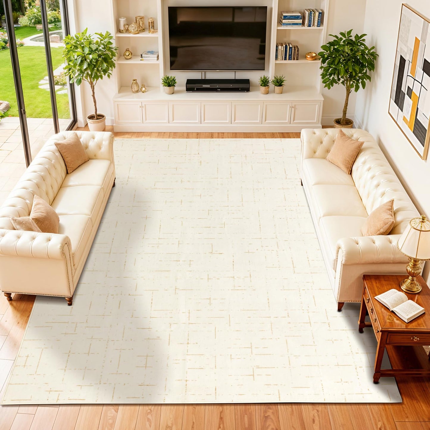 8x10 Washable Area Rug, Black Solid Area Rugs for Living Room & Bedroom | Stain-resistant & Non-slip backing,Low Pile Washable Large Carpet, Solid Vintage Style For High Traffic Areas(8x10,Black)