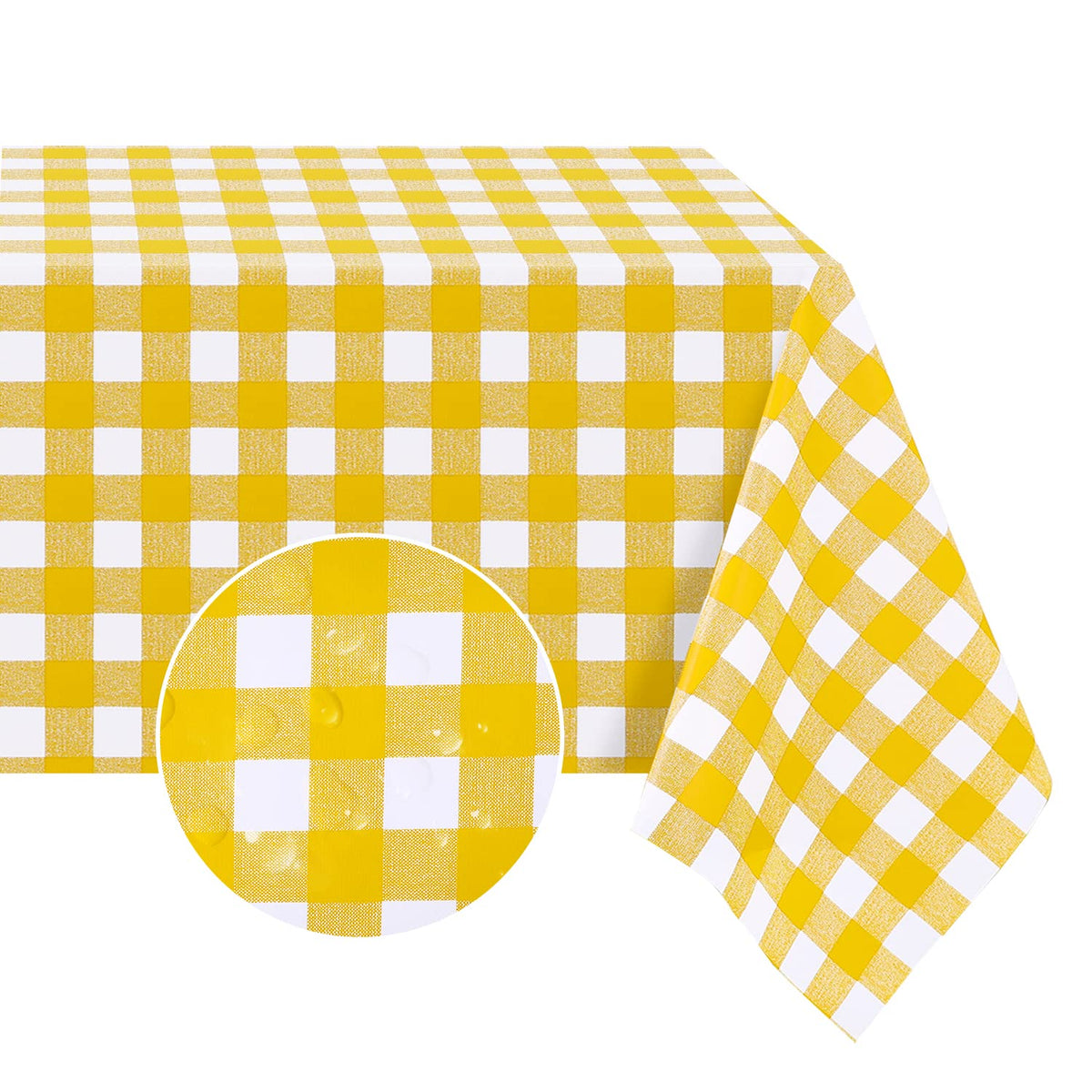 Romanstile Rectangle Vinyl Tablecloth, 100% Waterproof Buffalo Gingham Plastic Table Cloth, Heavy Duty Wipeable Checkered Table Covers for Outdoor, Camping, Picnic, Patio - 54 x 78, Light Blue