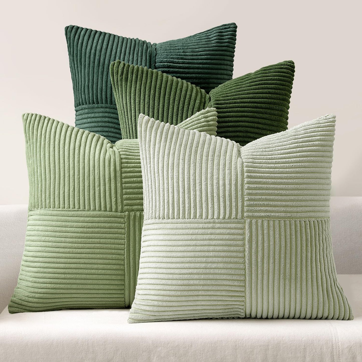 MIULEE Fall Teal Orange Decorative Throw Pillow Covers 18x18 Inch Set of 4 Boho Corduroy Striped Cushion Cases Modern Farmhouse Patchwork Pillow Cases for Couch Sofa Bedroom Home Decor