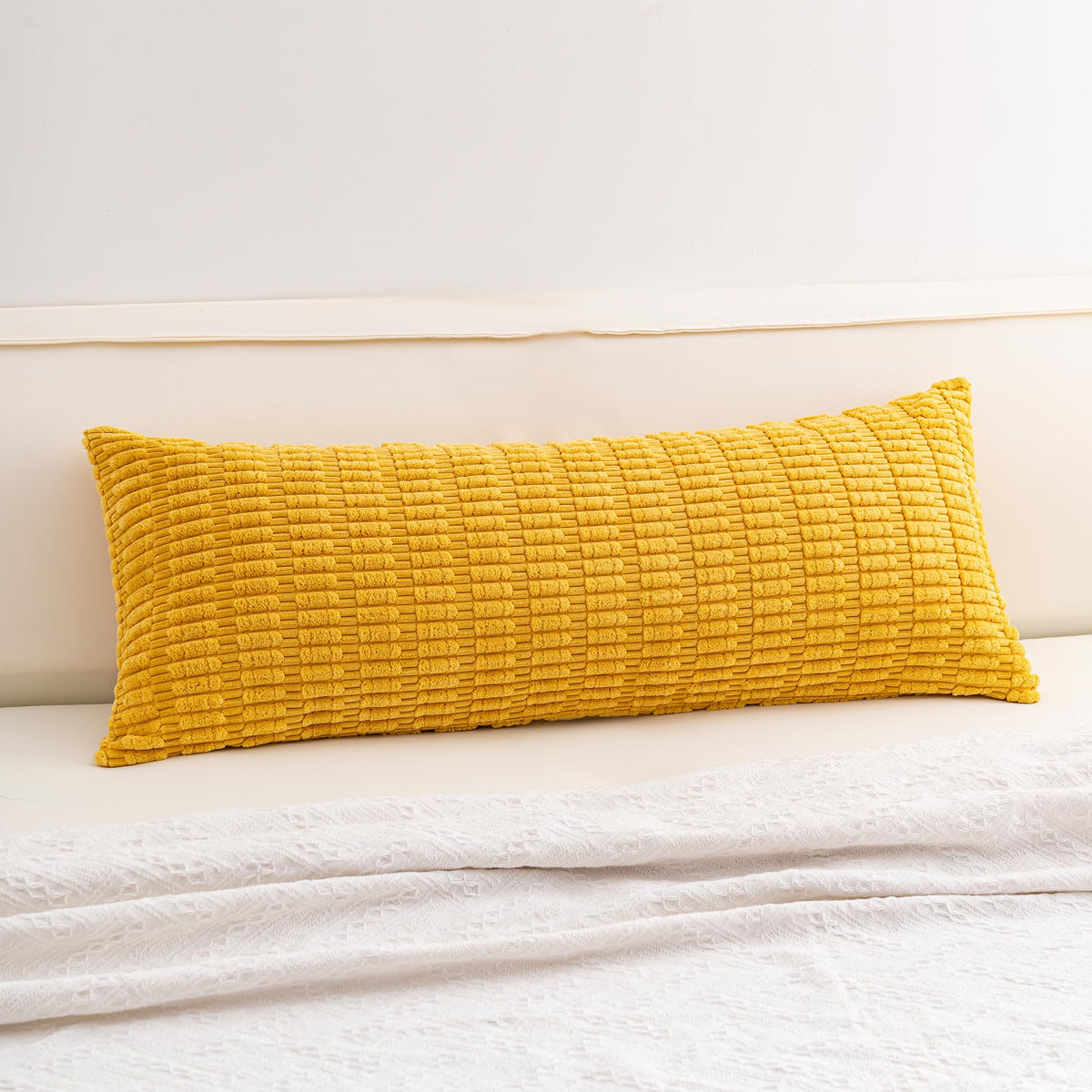 Pack of 2 Corduroy Decorative Throw Pillow Covers 18x18 Inch, Cream White | Fall Soft Striped Pillow Covers Modern Farmhouse Home Decor Christmas Throw Pillow Covers for Sofa Living Room Couch Bed 
