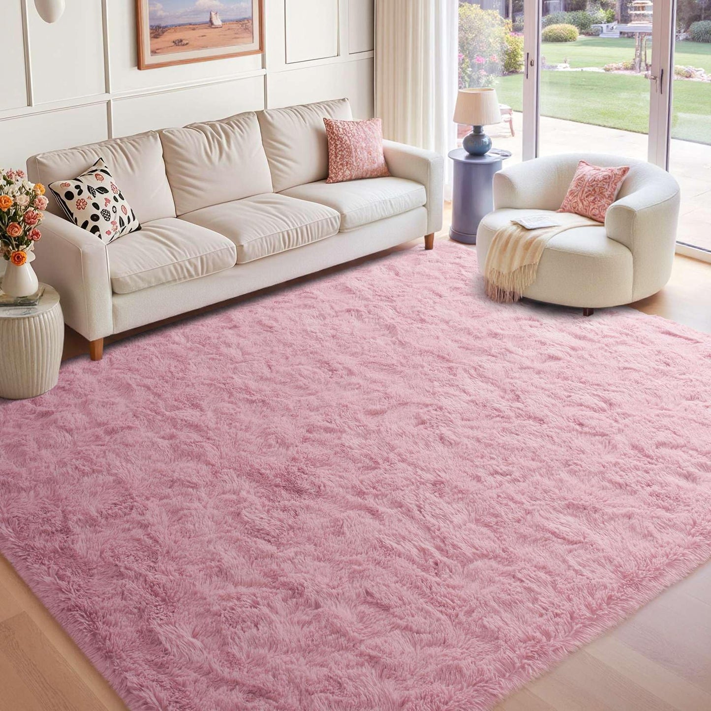 6x9 Ft Large Shag Rugs for Living Room Decor, Tie-Dyed Ultra Soft Fluffy Furry Area Rugs for Bedroom Indoor Floor, Aesthetic Carpet for Kids Home (Dark Grey)