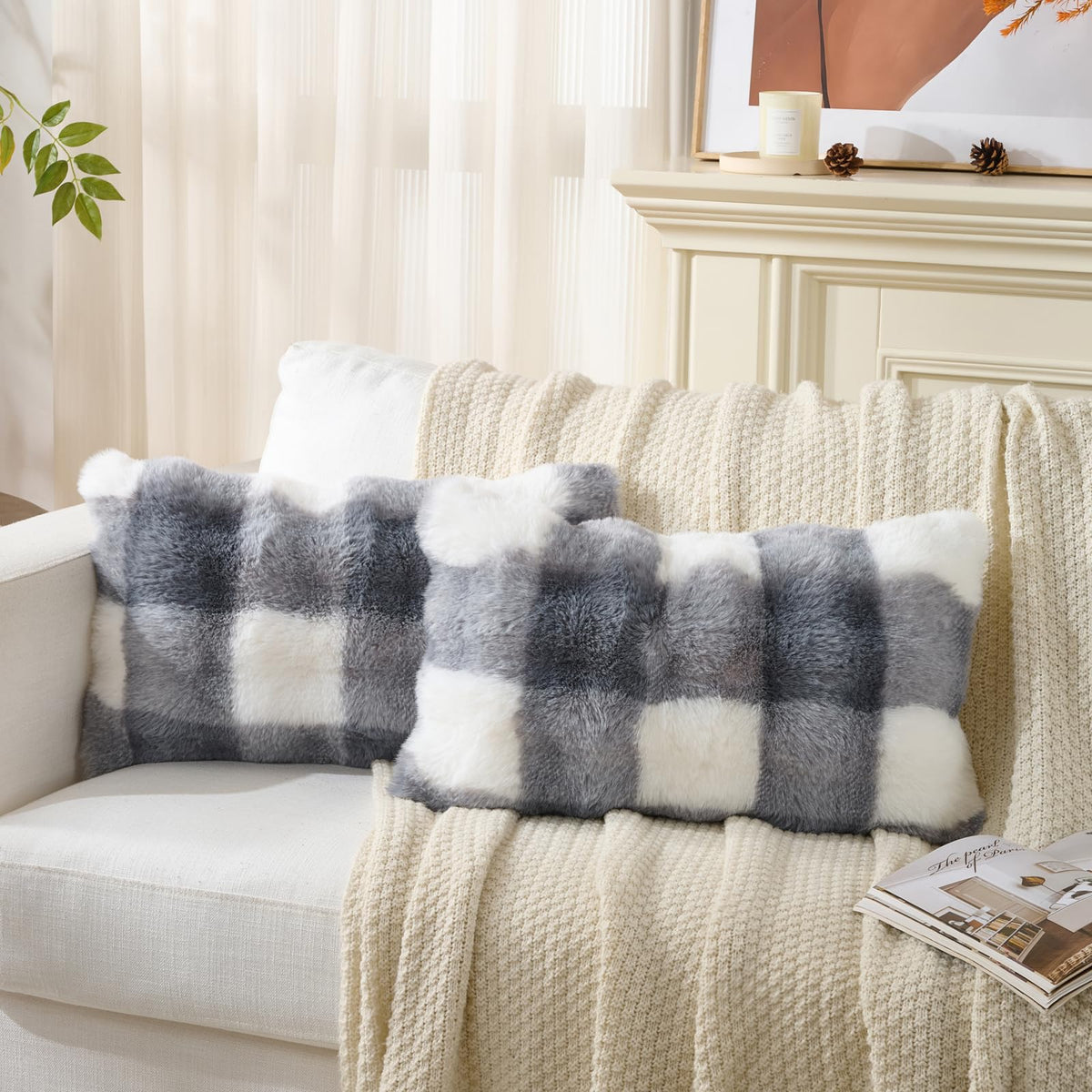 Cheetah Print Faux Fur Fluffy Pillowcases,Plush Soft Throw Pillow Covers, Fuzzy Decorative Leopard Print Pillow Cases, Furry Brown Leopard Cushion Covers for Couch Sofa-18x18 inch Set of 2