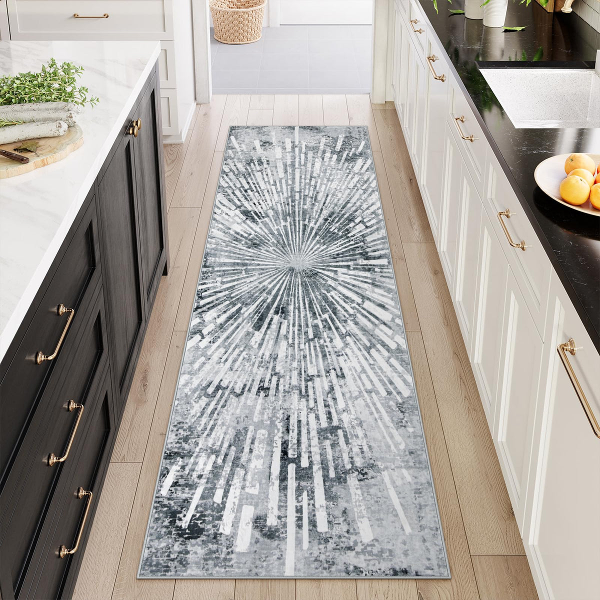 Lahome Manon Black 8x10 Rugs for Living Room, Modern Area Rugs Low Pile Soft Bedroom Rug, Washable Abstract Dining Room Rug Large Floor Carpet for Kids Playroom Nursery
