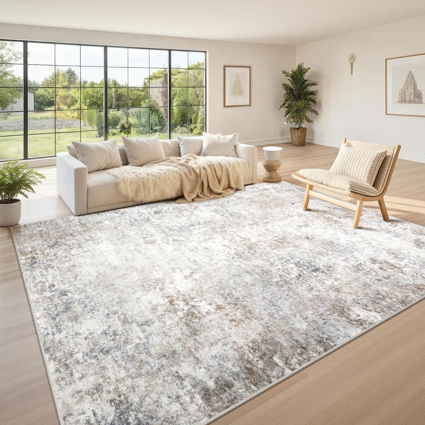 Washable Rugs 8x10 Area Rugs for Living Room,Bedroom,Dining Room Carpet | Ultra Soft Faux Wool,Kids & Pet Friendly,Machine Washable,Non-Slip & Non-Shedding,Large Vintage Low Pile Rug for Home Office