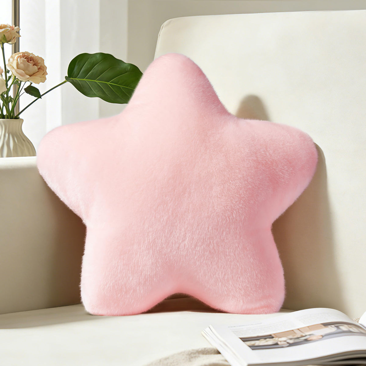 Star Pillow 15.4" Cute Soft Faux Plush Small White Decorative Throw Pillows | Star shaped, PP cotton Filling, Fluffy and Comfortable, for Gilrs Kids, for Couch Bed Sofa Bedroom Living Room