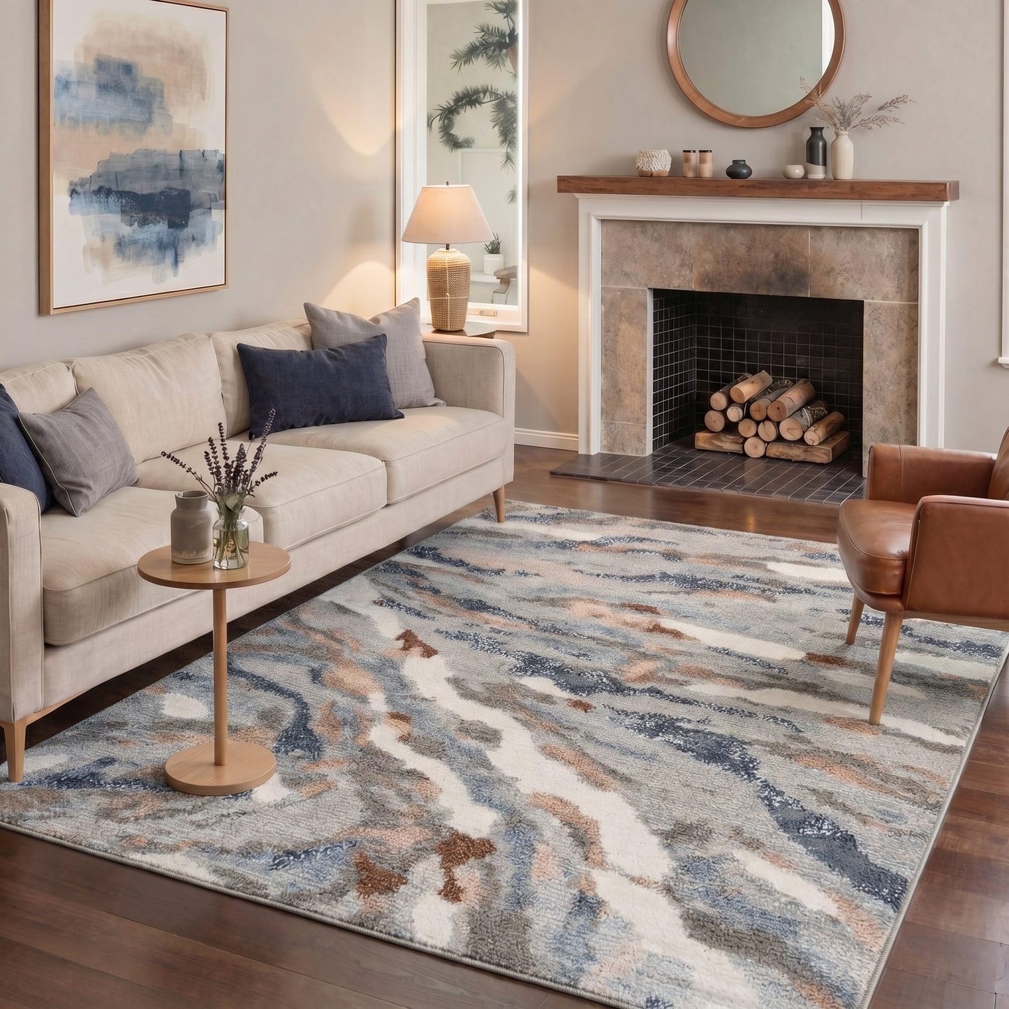 BEIMO 5x7 Green Abstract Area Rug, Washable Non-Slip for Bedroom | Soft Low-Pile Carpet, Lightweight and Easy to Vacuum, Sage Living Rooms, Dining Rooms, Bedrooms, and Home Offices