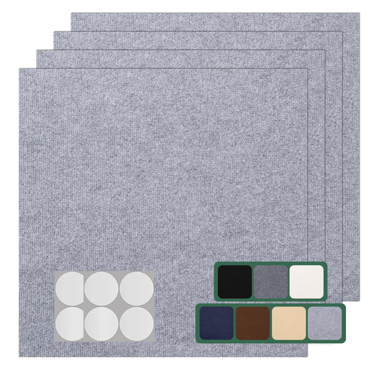 VallisCo Carpet Tile 20 Pack 24” X 24” Self Adhesive Carpet Floor Tiles Anti-Slip Squares Peel and Stick Floor Tile DIY Installation for Bedroom(Light Grey)