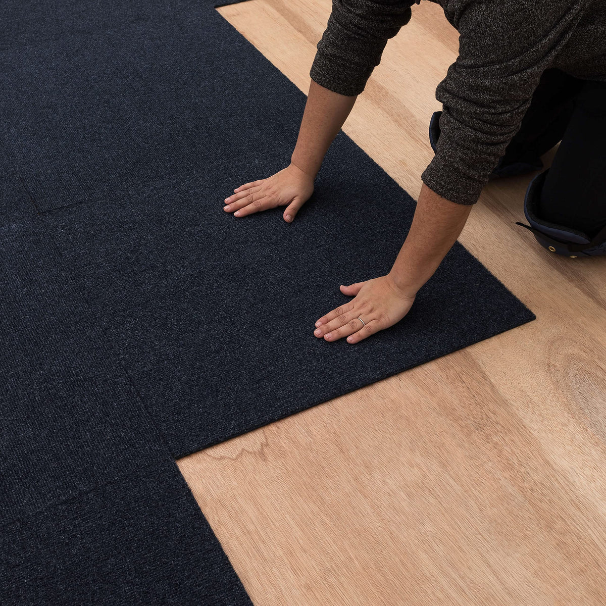Mohawk Home 24" x 24" Indoor/Outdoor 0.25" Pile Height, Peel and Stick Carpet Tile, Grey Polyester, (15 Tiles) (60 sqft/Box)