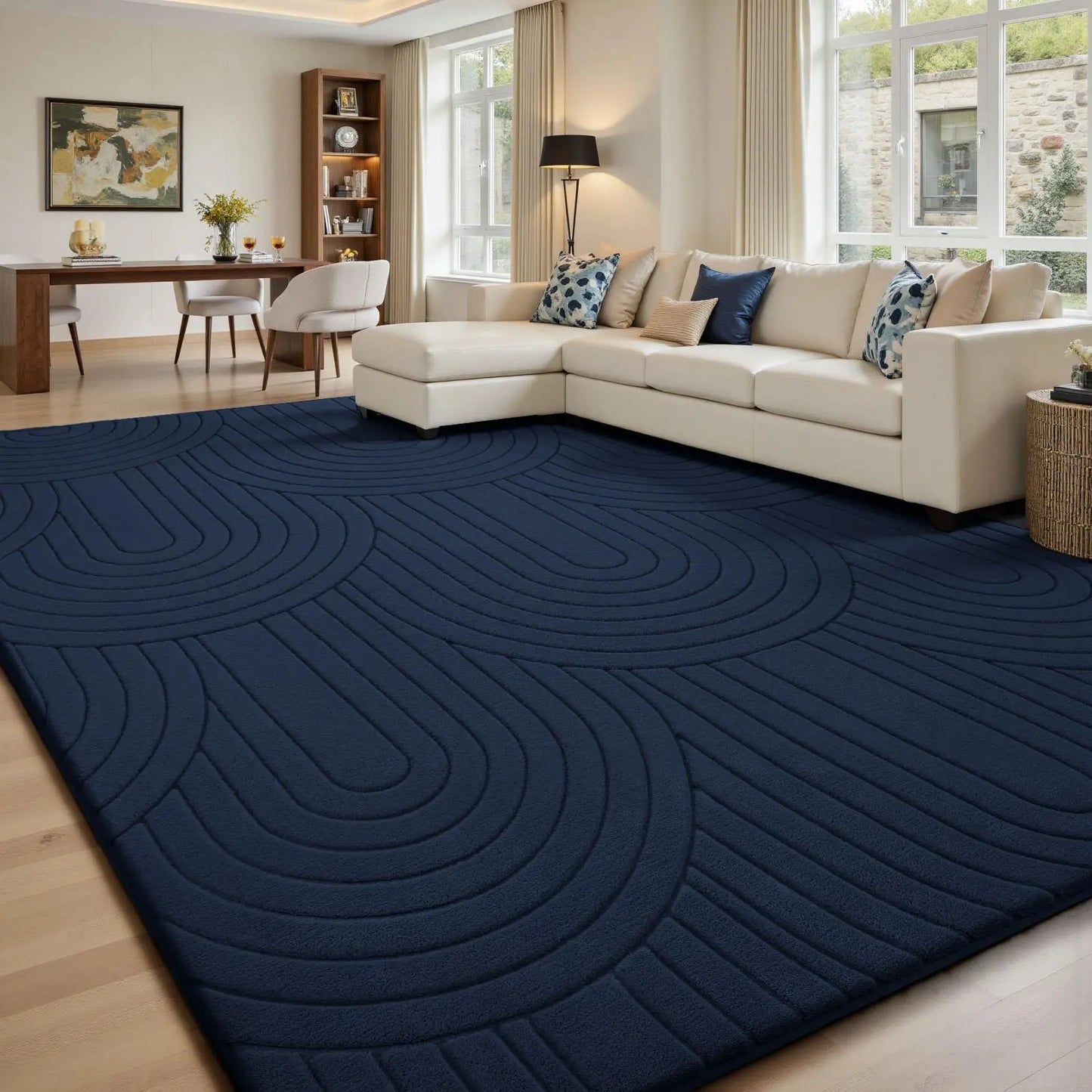 FAMVAL Pet Friendly Fluffy Area Rug, Soft Thick Modern Geometric Tree Ring Jacquard Carpet for Living Room Bedroom Dorm Kids Room summerwins,back to school,dorm essentials,home decor,home essentials