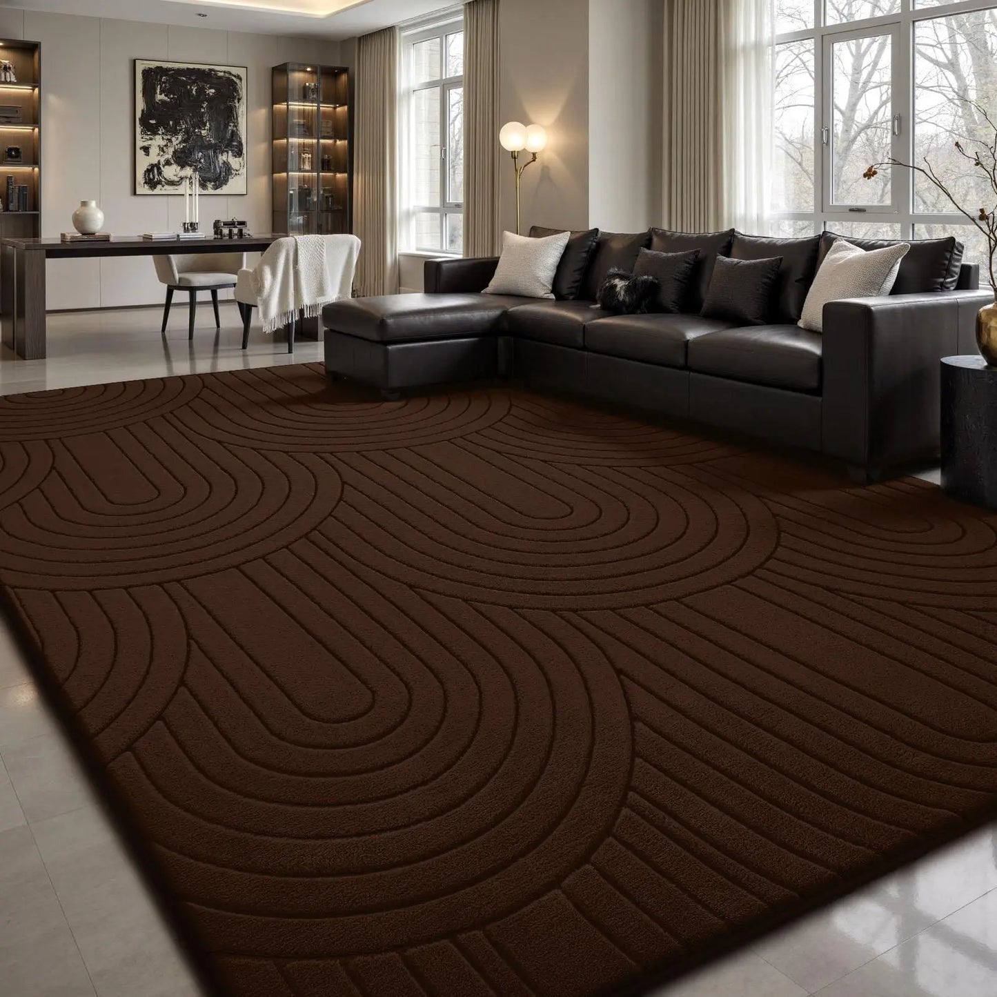 FAMVAL Pet Friendly Fluffy Area Rug, Soft Thick Modern Geometric Tree Ring Jacquard Carpet for Living Room Bedroom Dorm Kids Room summerwins,back to school,dorm essentials,home decor,home essentials