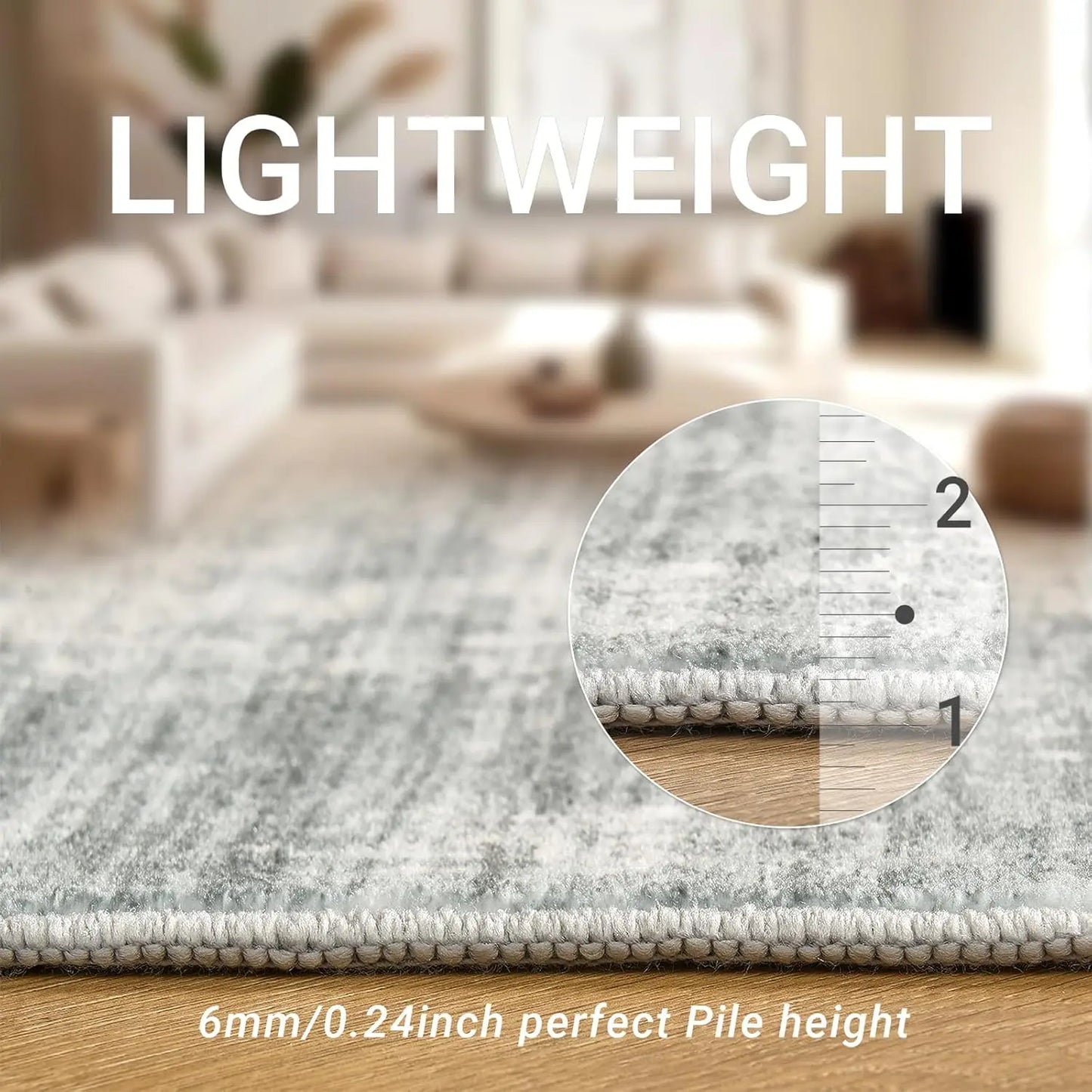 Art&Tuft Washable Abstract Artwork Indoor Area Rug - Non-Slip Backing, Stain Resistant, Soft Monochrome Non-White Rug for Living Room, Bedroom, Artwork Area Rugs, Abstract Area Rugs,back to school,dorm essentials,home decor,home essentials