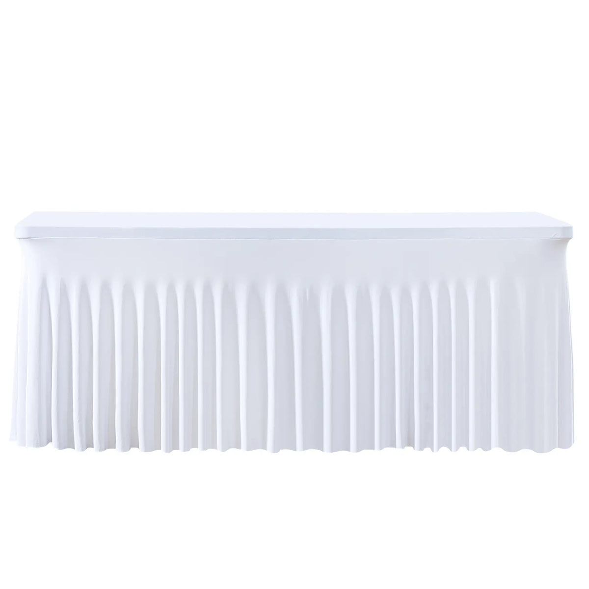 Stretchy Polyester Fitted Tablecloth - 1 Pack Washable Overlay with Wavy Ruffle Look, Quick Setup, Item-Hiding Design, Fits 4/8FT Rectangle & Square Tables, Classic Modern Party Decoration for Weddings, Home Supplies, Overlay Table Cover