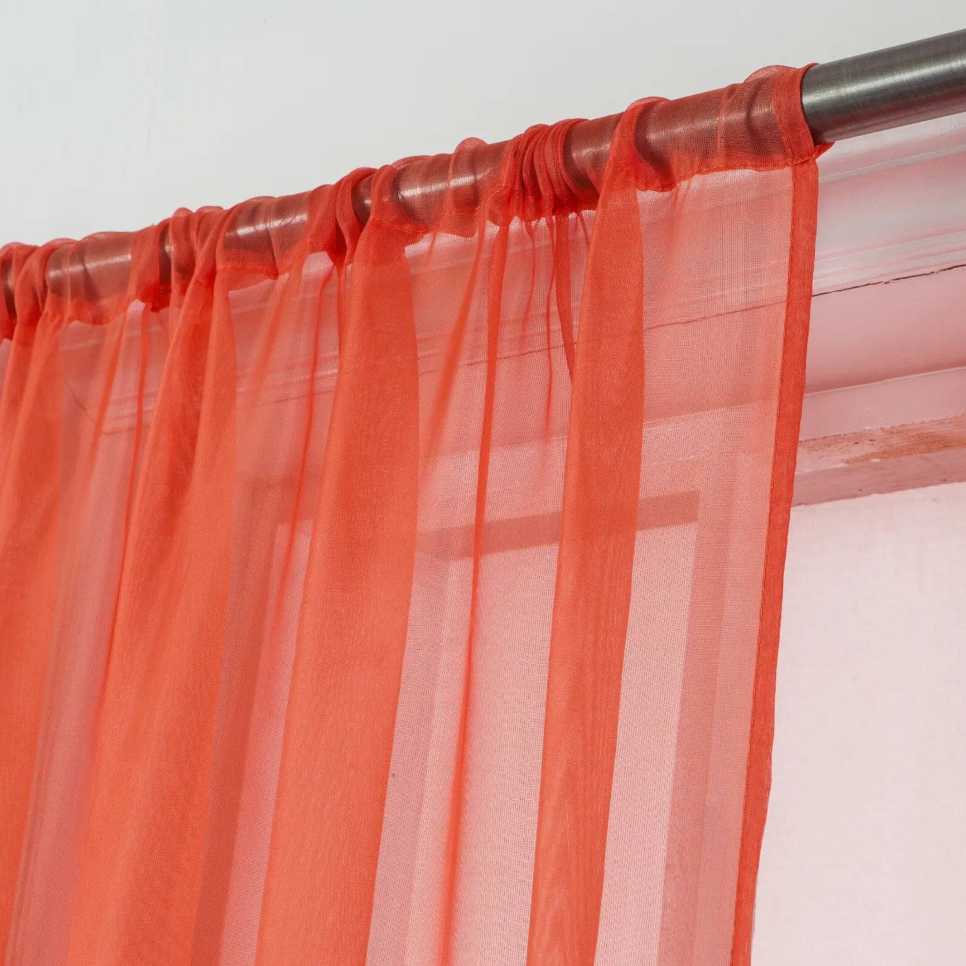 Set of Two Sheer Voile Window Curtain Panels Rod Pocket - All Sizes - Many Colors