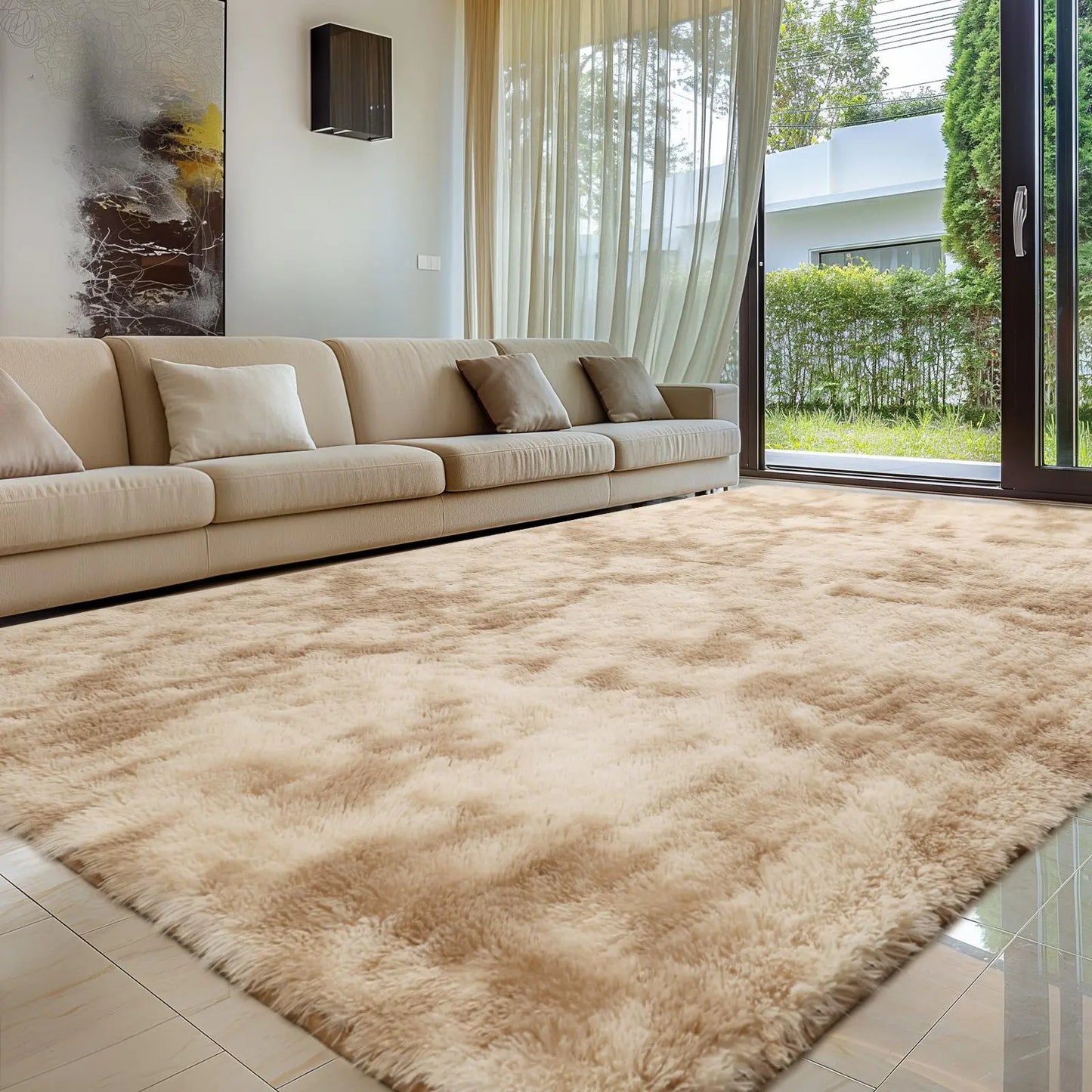FAMVAL Large Fluffy Rug for Bedroom and Living Room, Long Plush Soft Area Rug with Non-Slip Backing, Modern Cozy Rug for Dorm Apartment Kids Room summerwins,back to school,dorm essentials,home decor,home essentials