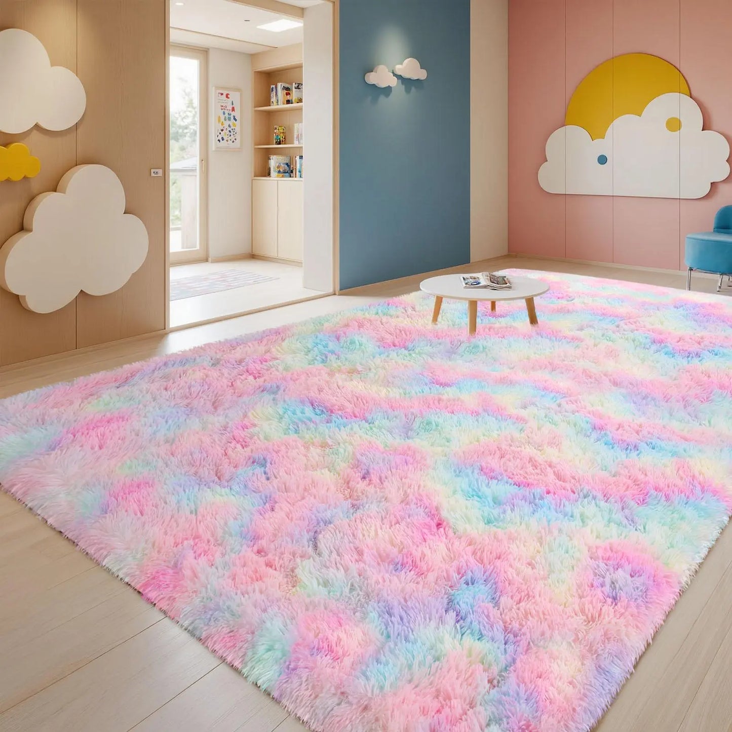 FAMVAL Large Fluffy Rug for Bedroom and Living Room, Long Plush Soft Area Rug with Non-Slip Backing, Modern Cozy Rug for Dorm Apartment Kids Room summerwins,back to school,dorm essentials,home decor,home essentials