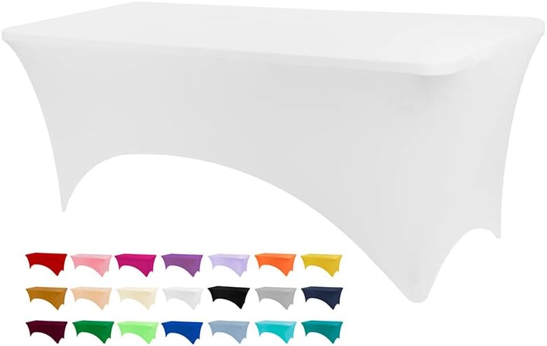 BDDC 6ft Stretch Spandex Fitted Table Cloth for 6 Foot Tables | GRS-Certified Eco-Friendly Fabric, Elastic Fit Rectangle Tablecloth, Washable, Wrinkle-Free, For Events & Parties