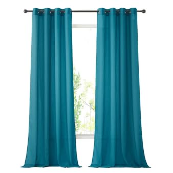 NICETOWN White Sheer Linen Curtains for Living Room 84 inch Length 2 Panels Set, Grommet Semi Sheer Privacy with Light Filtering Flax Window Treatments for Bedroom, W52 x L84