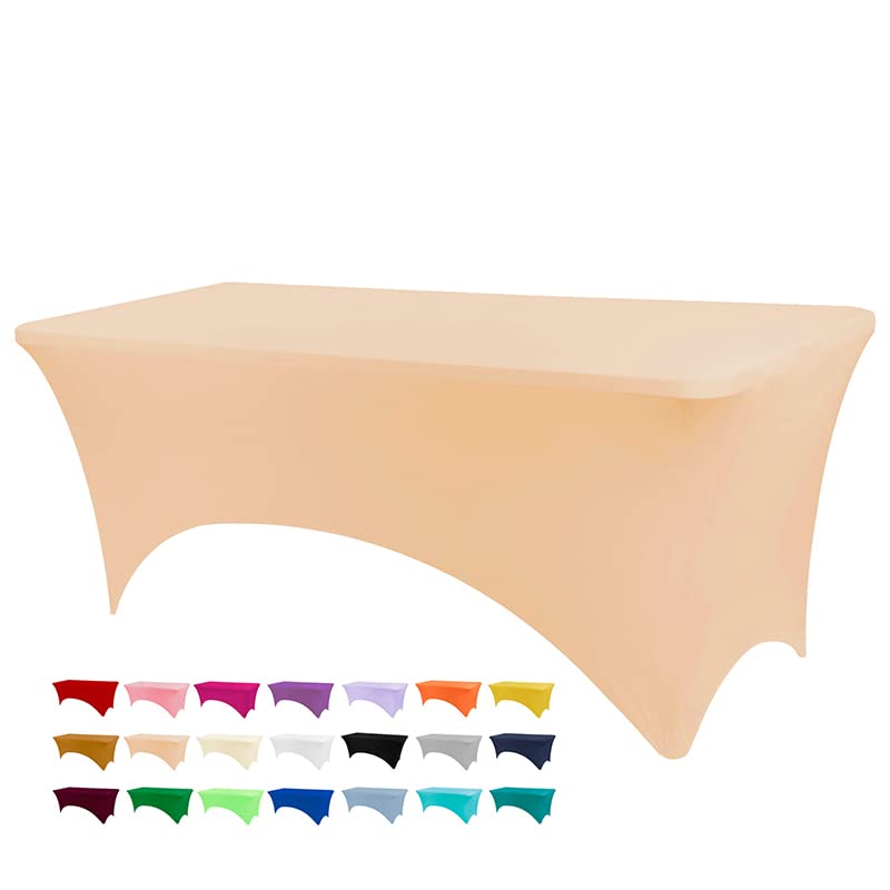 BDDC 6ft Stretch Spandex Fitted Table Cloth for 6 Foot Tables | GRS-Certified Eco-Friendly Fabric, Elastic Fit Rectangle Tablecloth, Washable, Wrinkle-Free, For Events & Parties