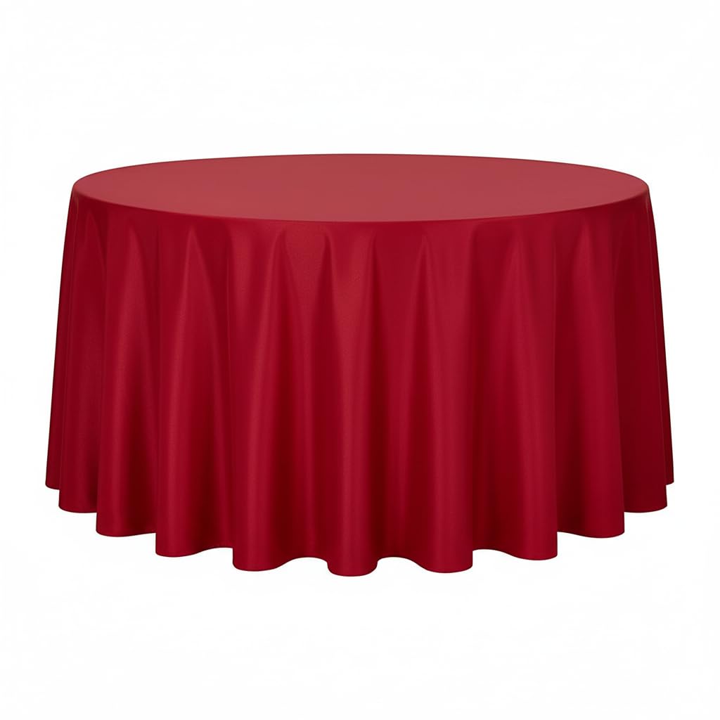 sancua White Round Tablecloth 60 Inch Diameter for 20-48 Inch Tables | Water Resistant Spill Proof, Washable Polyester Cloth Decorative Fabric Cover, For Dining, Buffet Parties and Camping