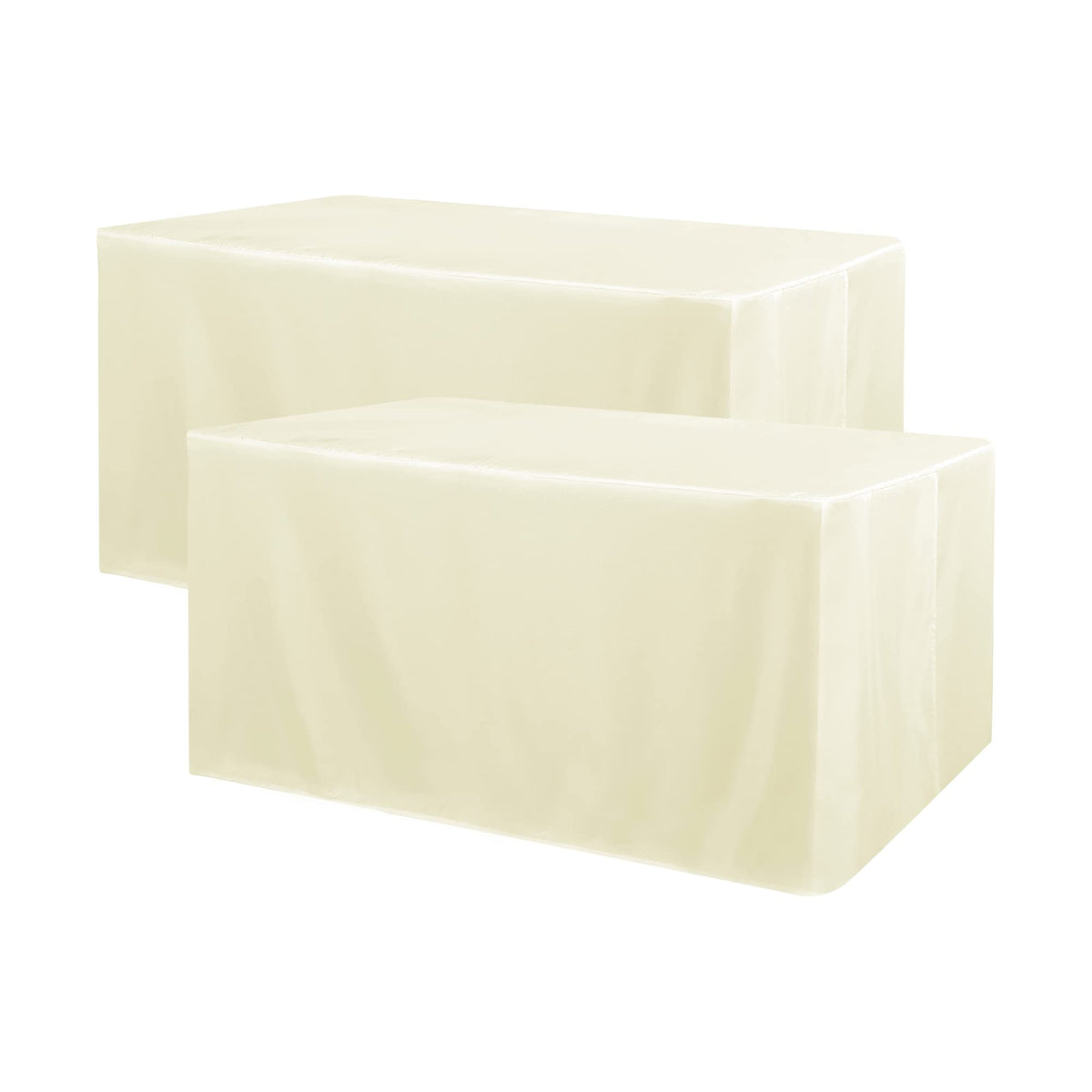 Obstal 2 Pack Table Clothes for 6 Foot Rectangle Tables - Water Resistant Washable Fabric Polyester Rectangle Table Cover Protector for Wedding, Banquet and Trade Shows, 72L x 30W x 30H Inches, White | Water Resistant Washable Fabric Polyester Rectangle T