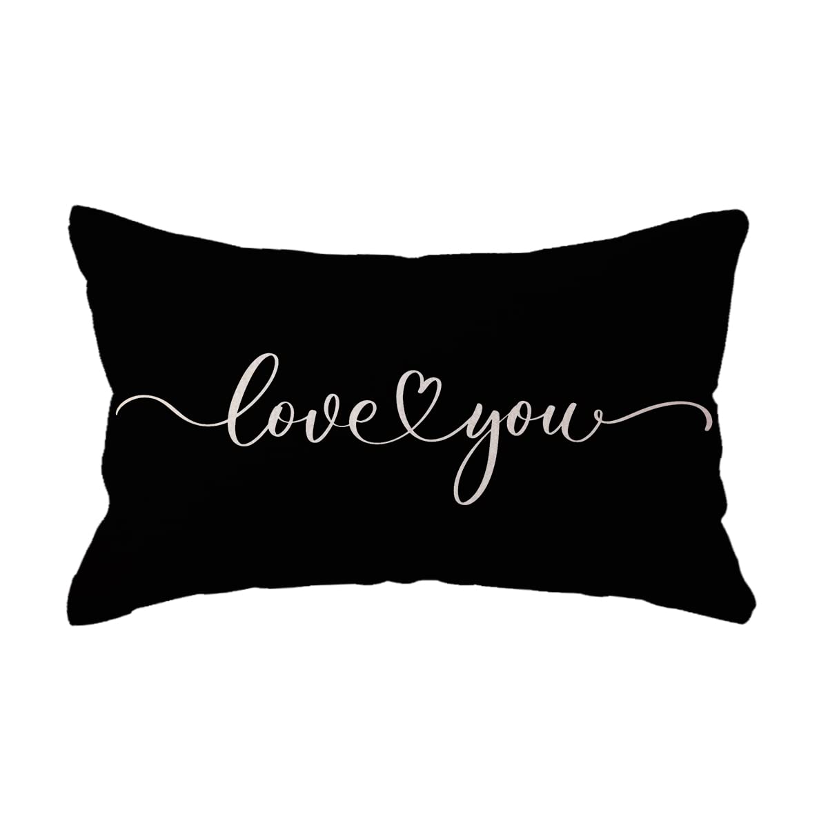Love Lumbar Throw Pillow Covers - Couples Gift for Anniversary/Wedding/Engagement, Valentine's Day Quote Pillow Cases - 12 x 20 Inch for Sofa/Bed/Couch (Black)