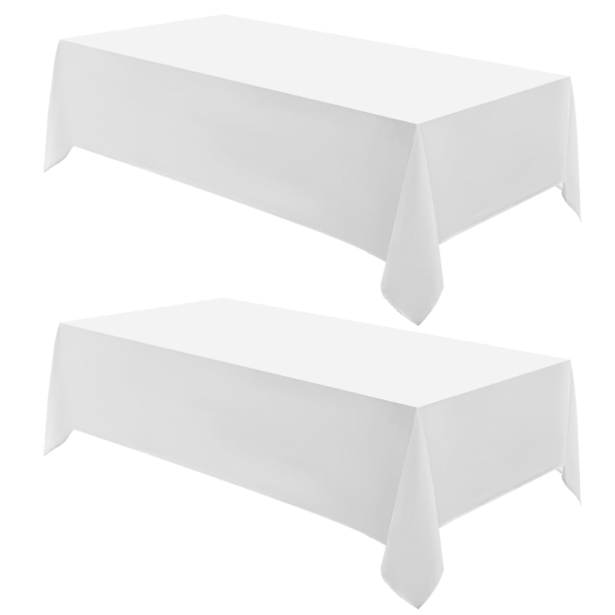 1 Pack White Rectangle Tablecloths 60x84 Inch for 4ft Tables | Washable Decorative Linen Polyester Table Cover for Dining Tables, Banquets Buffets Parties and Weddings