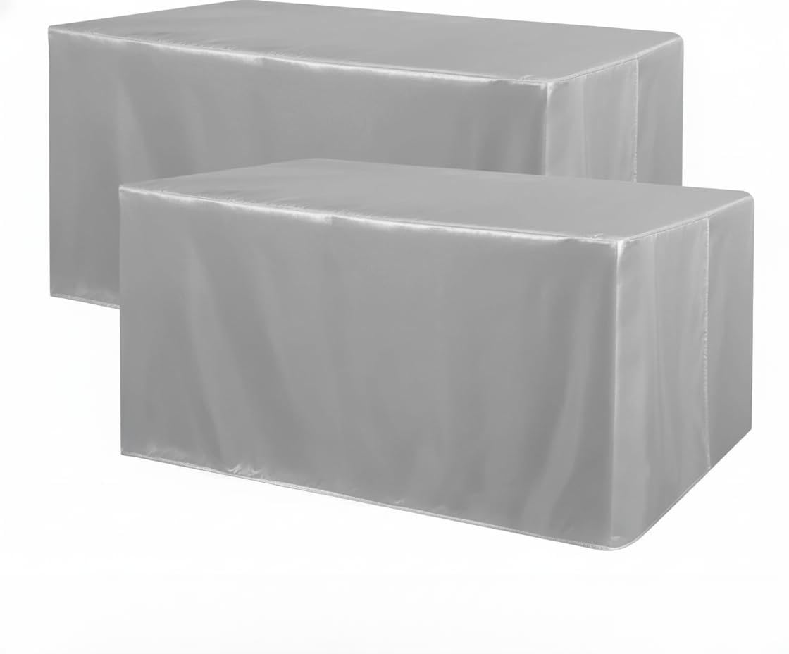 Obstal 2 Pack Table Clothes for 6 Foot Rectangle Tables - Water Resistant Washable Fabric Polyester Rectangle Table Cover Protector for Wedding, Banquet and Trade Shows, 72L x 30W x 30H Inches, White | Water Resistant Washable Fabric Polyester Rectangle T