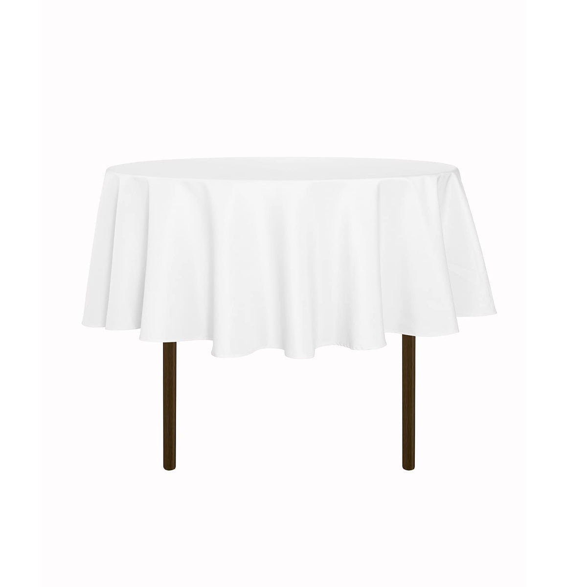 sancua White Round Tablecloth 60 Inch Diameter for 20-48 Inch Tables | Water Resistant Spill Proof, Washable Polyester Cloth Decorative Fabric Cover, For Dining, Buffet Parties and Camping