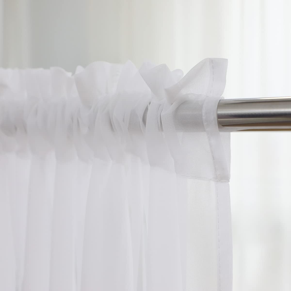 PHILEASY Window Sheer Curtains 84 Inches Long 2 Panels White Sheer Curtain Clear Transparent Basic Rod Pocket Panel 15 Colors 10 Size for Bedroom Living Room Yard Kitchen