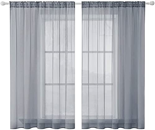 MIULEE 2 Panels White Sheer Curtains for Living Room 54 X 84 Inches | Window, Solid Color, Elegant Window Voile Panels, Bedroom, Living Room, Drapes, Treatment