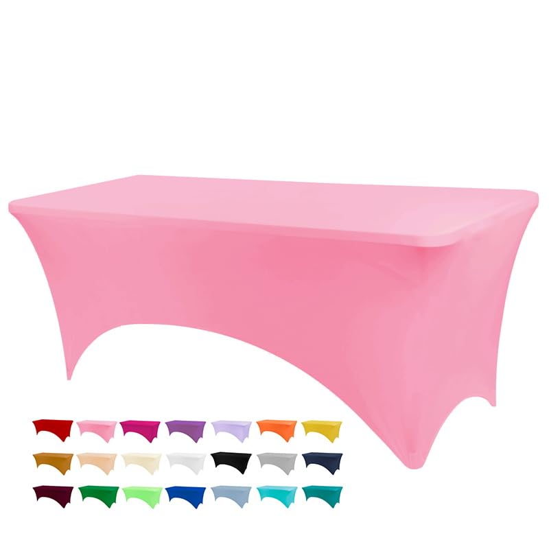 BDDC 6ft Stretch Spandex Fitted Table Cloth for 6 Foot Tables | GRS-Certified Eco-Friendly Fabric, Elastic Fit Rectangle Tablecloth, Washable, Wrinkle-Free, For Events & Parties