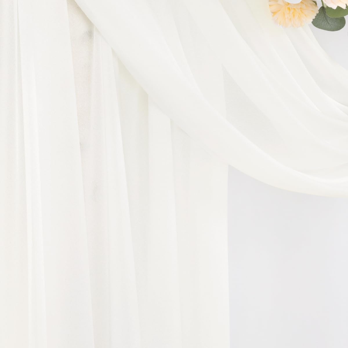 DeZerlor Wedding Draping Fabric Ivory Drapes for Backdrop, 2 Pack | 29"x20FT, Sheer Curtains for Romantic Bridal Baby Shower Decorations Ceremony Birthday Party Outdoor Events