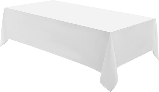 1 Pack White Rectangle Tablecloths 60x84 Inch for 4ft Tables | Washable Decorative Linen Polyester Table Cover for Dining Tables, Banquets Buffets Parties and Weddings
