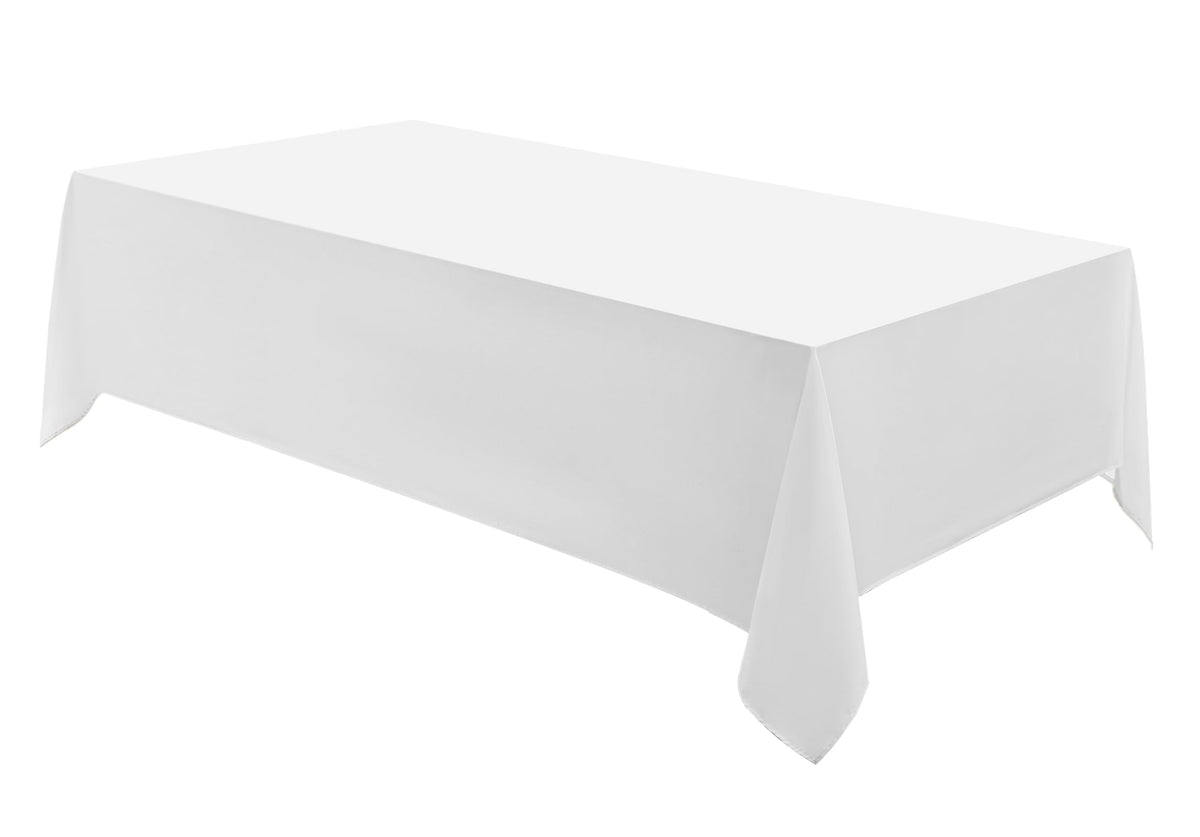 1 Pack White Rectangle Tablecloths 60x84 Inch for 4ft Tables | Washable Decorative Linen Polyester Table Cover for Dining Tables, Banquets Buffets Parties and Weddings