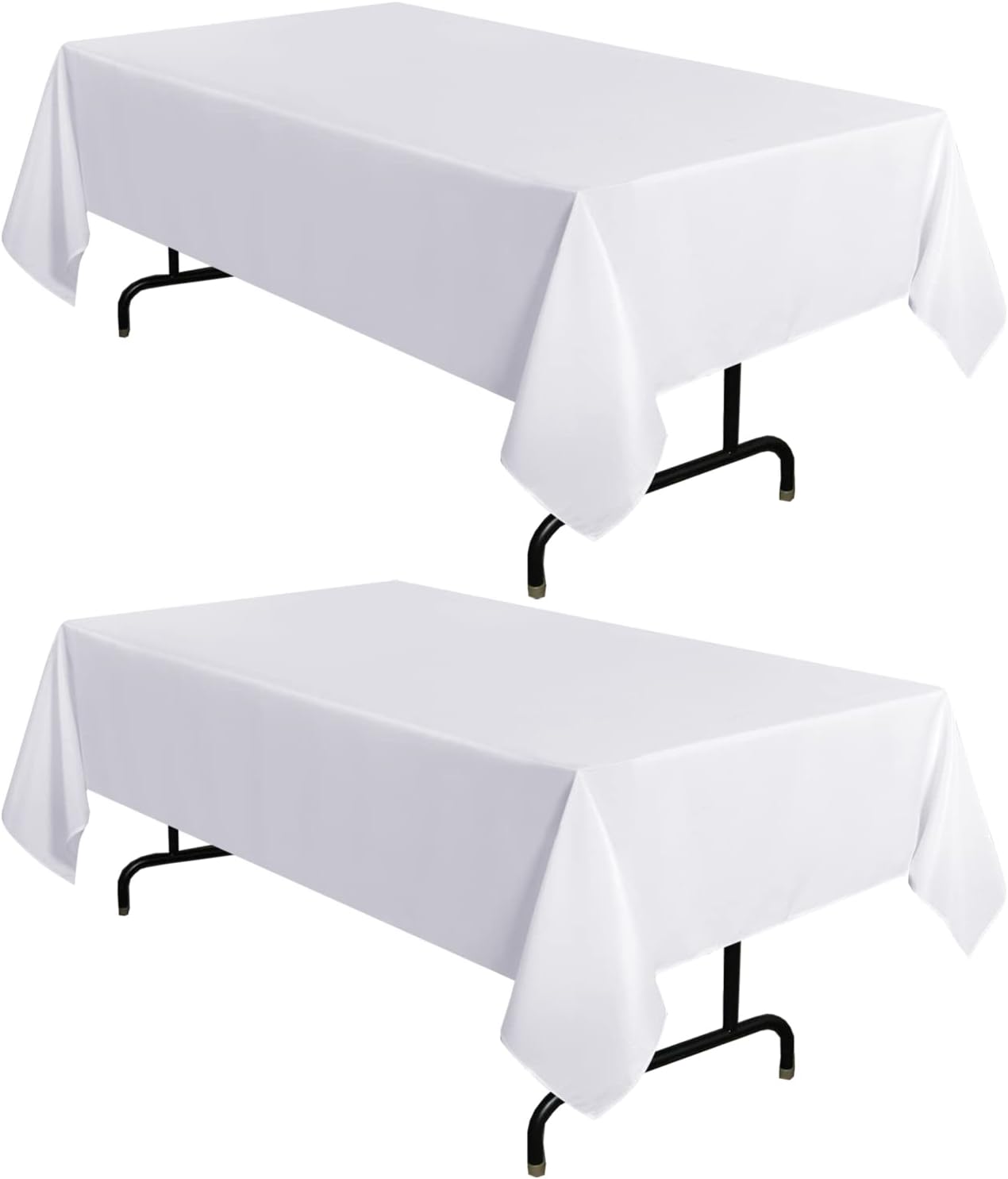 sancua 2 Pack White Table Cloth 60x102 Inch for 6 Feet Rectangle Tables | Stain and Wrinkle Resistant Washable Polyester Tablecloth Cover for Dining Tables, Wedding Buffet Parties and Camping