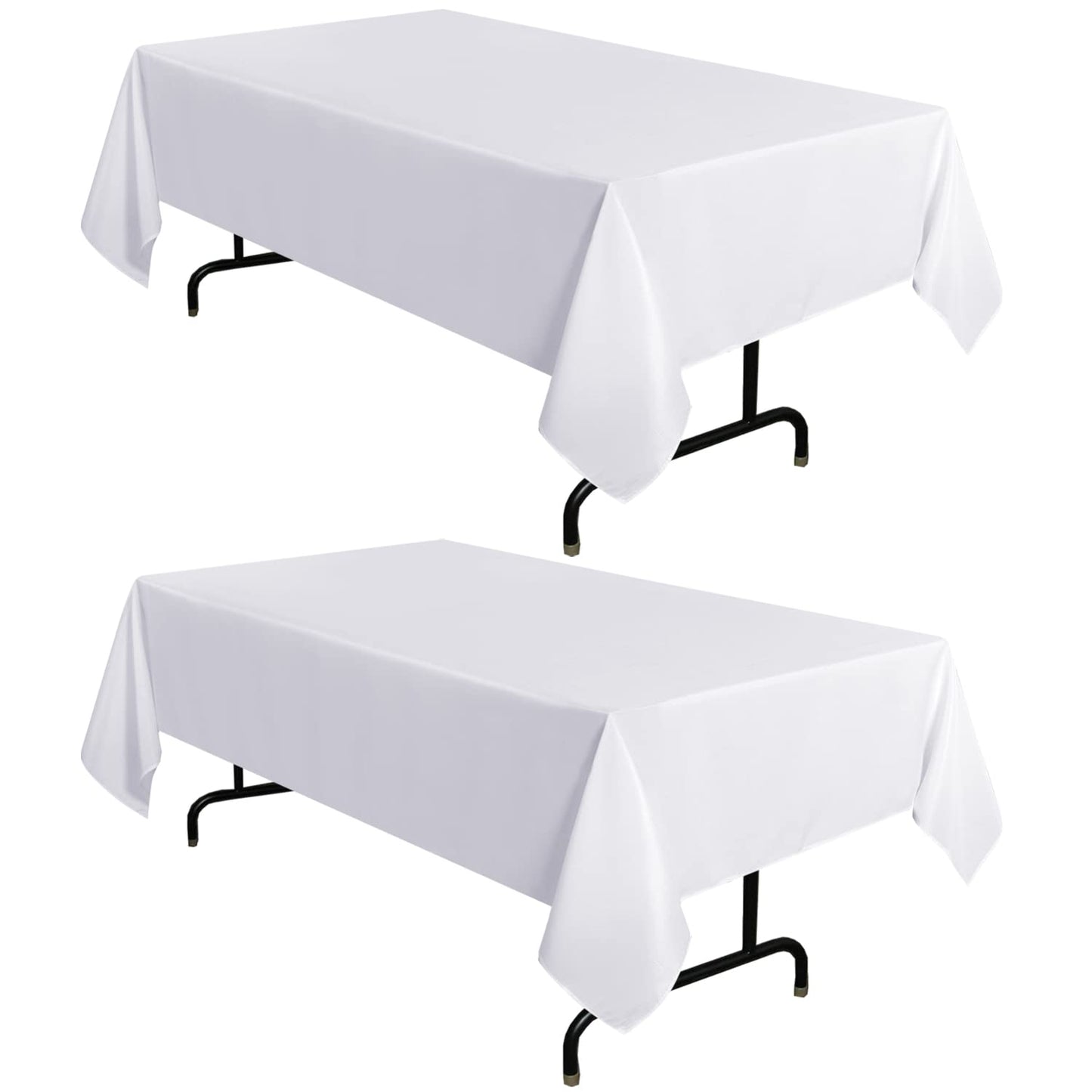 sancua 2 Pack White Table Cloth 60x102 Inch for 6 Feet Rectangle Tables | Stain and Wrinkle Resistant Washable Polyester Tablecloth Cover for Dining Tables, Wedding Buffet Parties and Camping