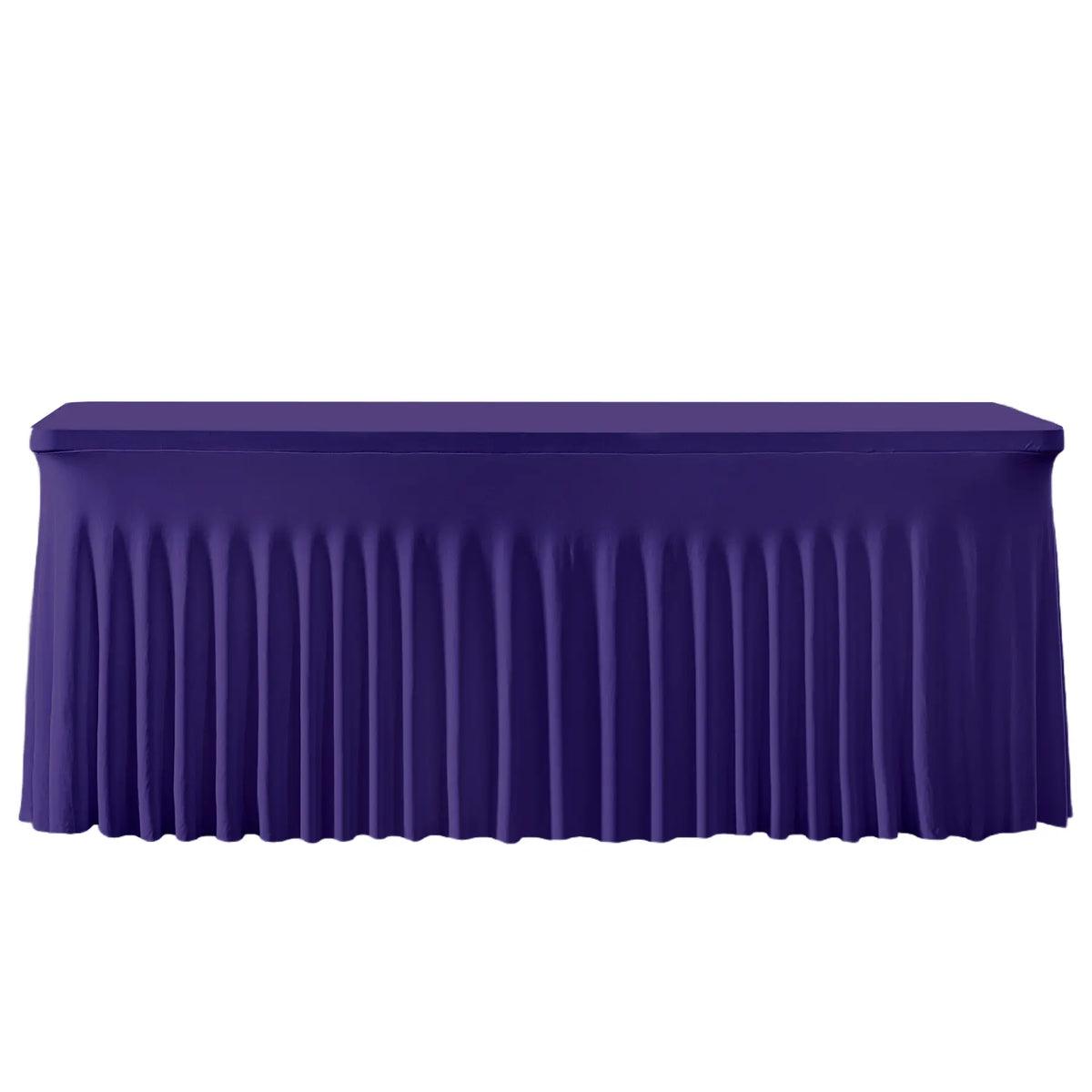 Stretchy Polyester Fitted Tablecloth - 1 Pack Washable Overlay with Wavy Ruffle Look, Quick Setup, Item-Hiding Design, Fits 4/8FT Rectangle & Square Tables, Classic Modern Party Decoration for Weddings, Home Supplies, Overlay Table Cover