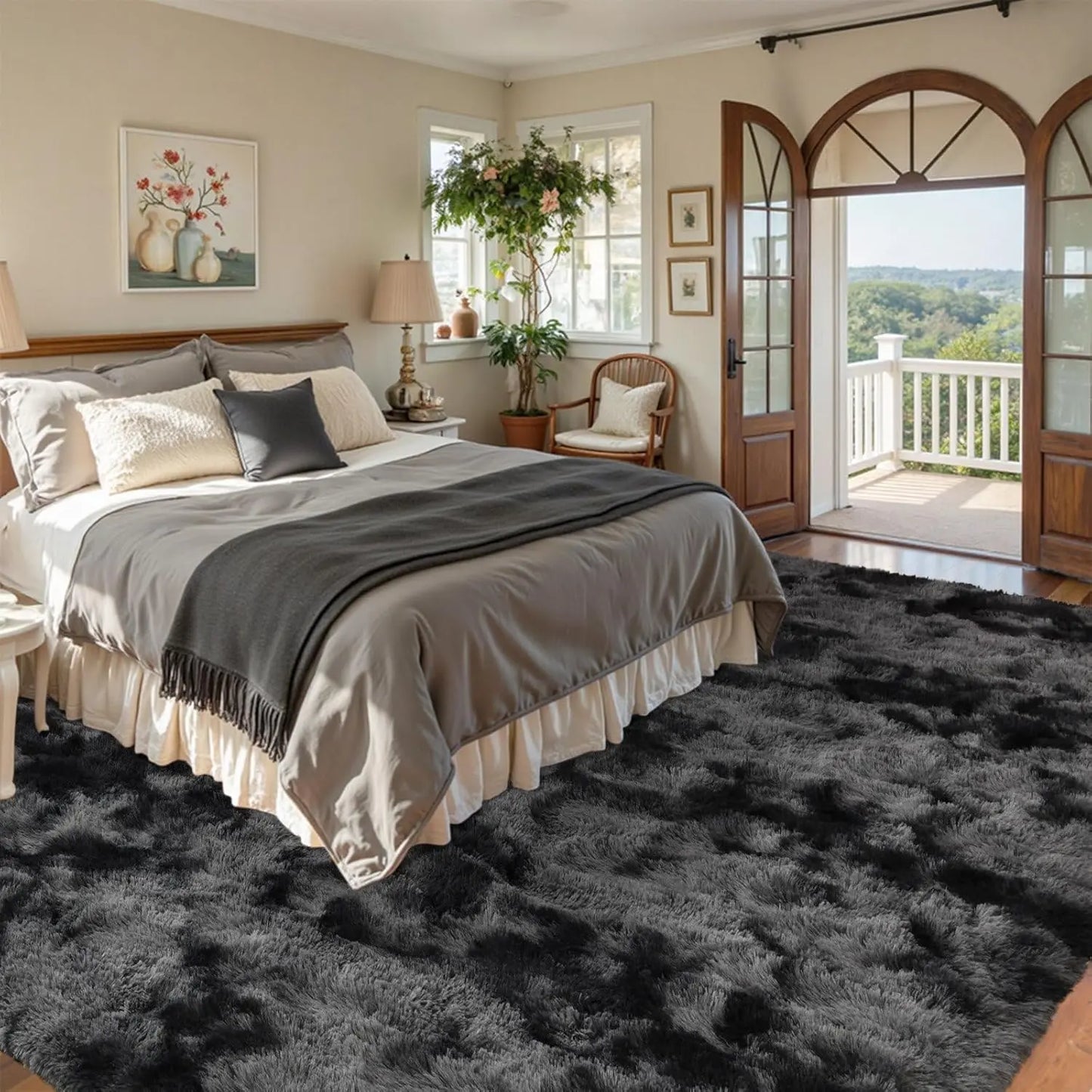Ultra Soft Fluffy Rug, Shaggy Tie Dye Area Rug with Non Slip Backing, Cozy Plush Carpet for Living Room Bedroom Playroom Home Decor